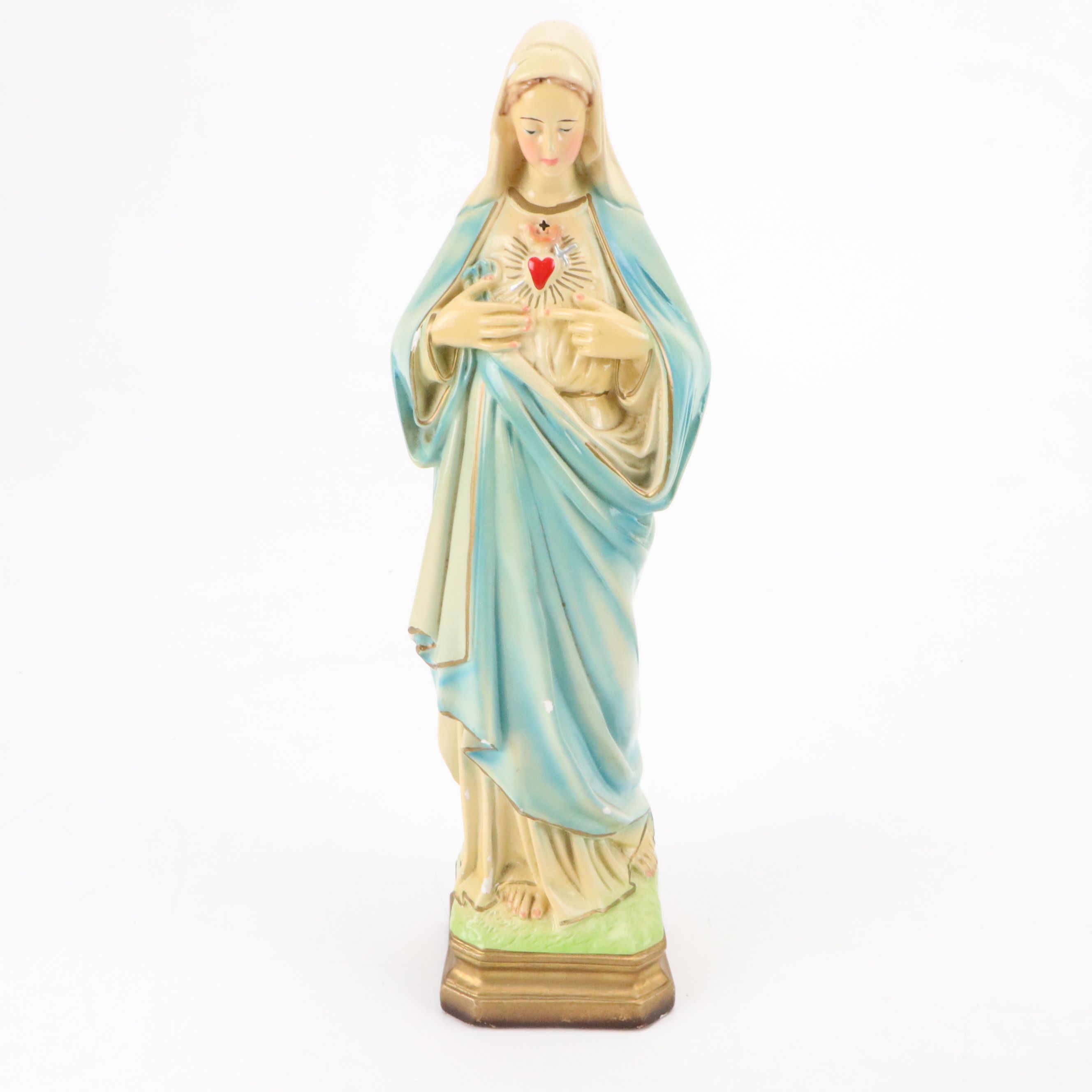 Italian Jesus Christ and Mary Chalkware Figures, 20th Century