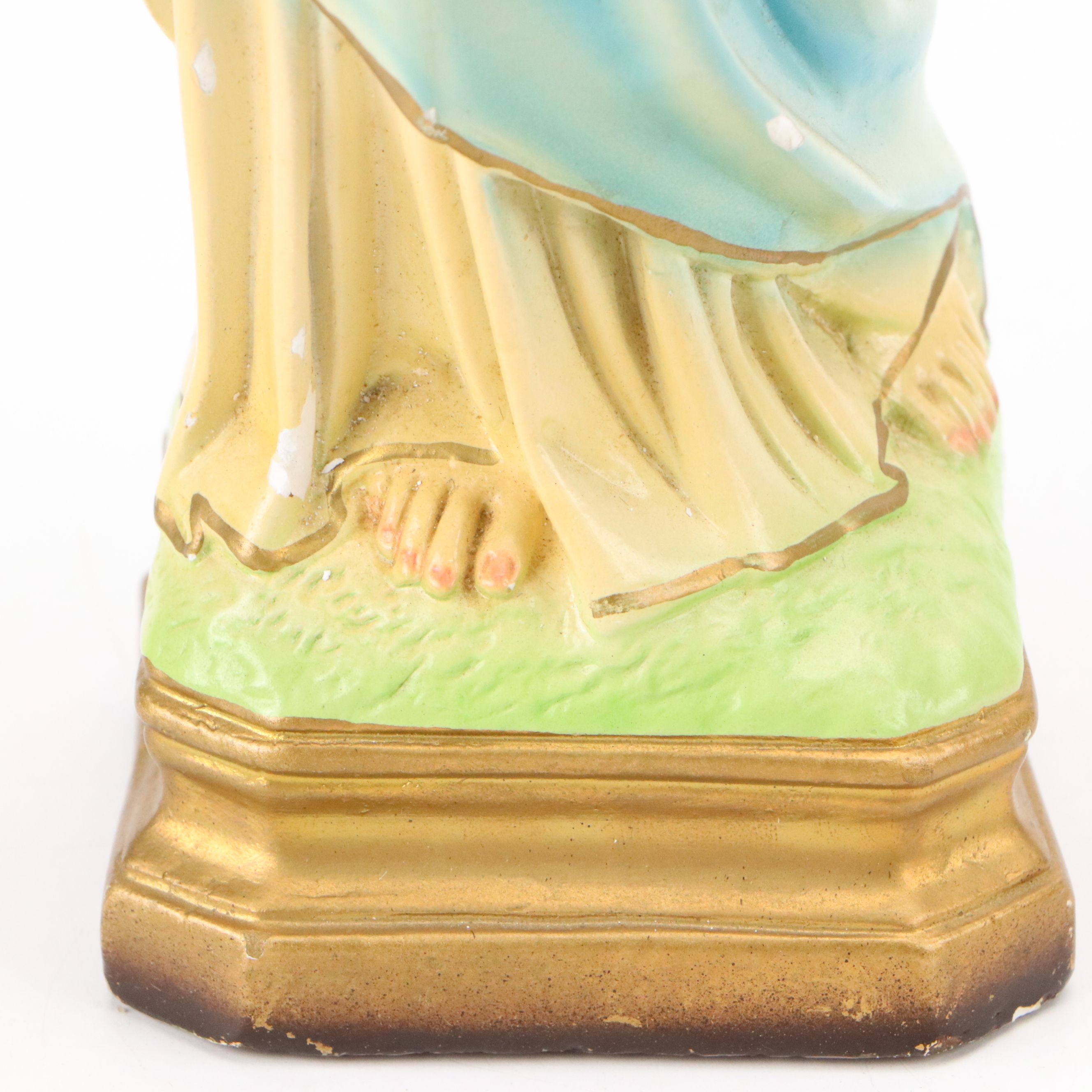 Italian Jesus Christ and Mary Chalkware Figures, 20th Century