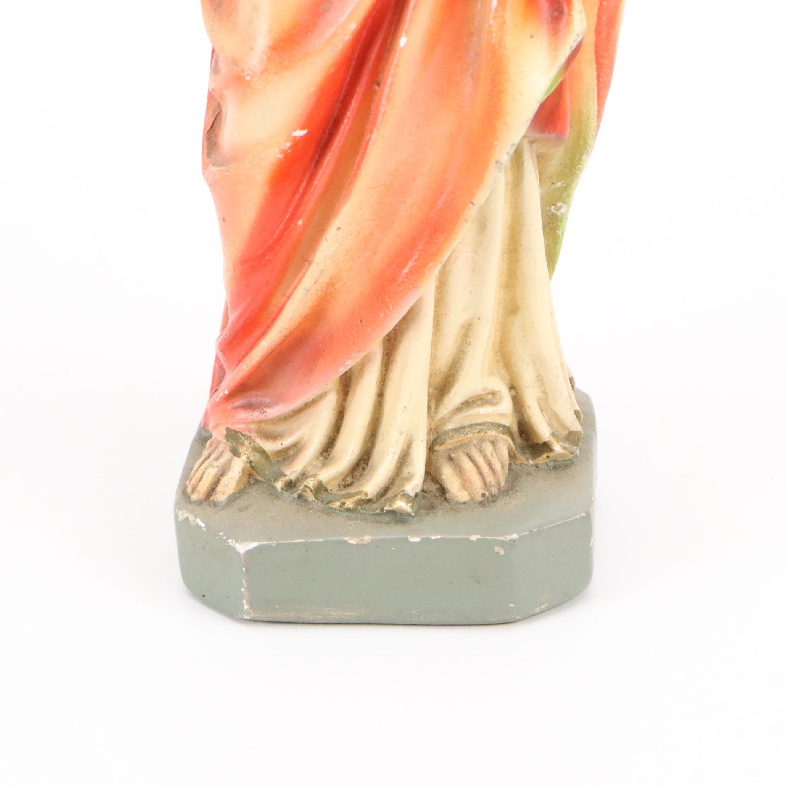 Italian Jesus Christ and Mary Chalkware Figures, 20th Century