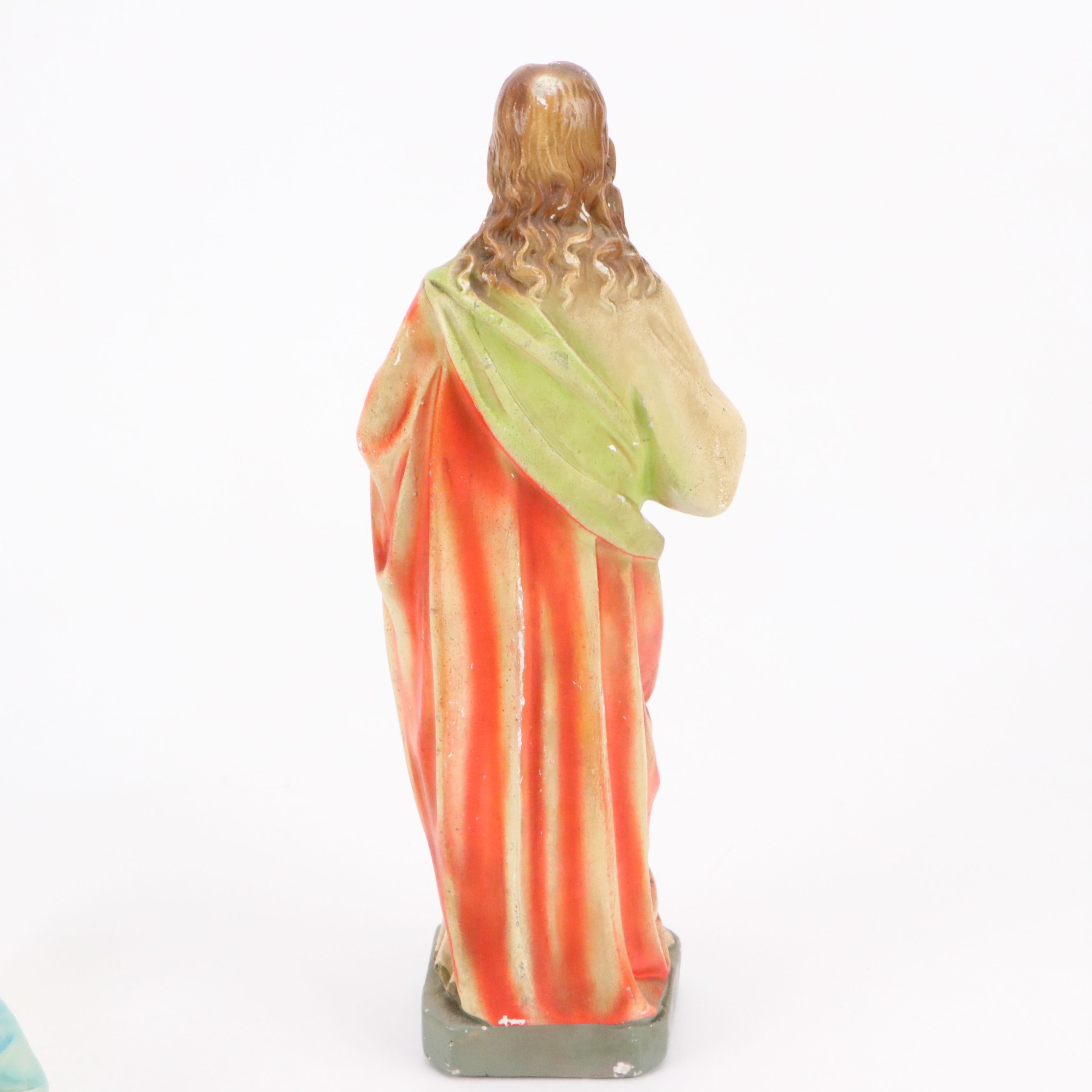 Italian Jesus Christ and Mary Chalkware Figures, 20th Century