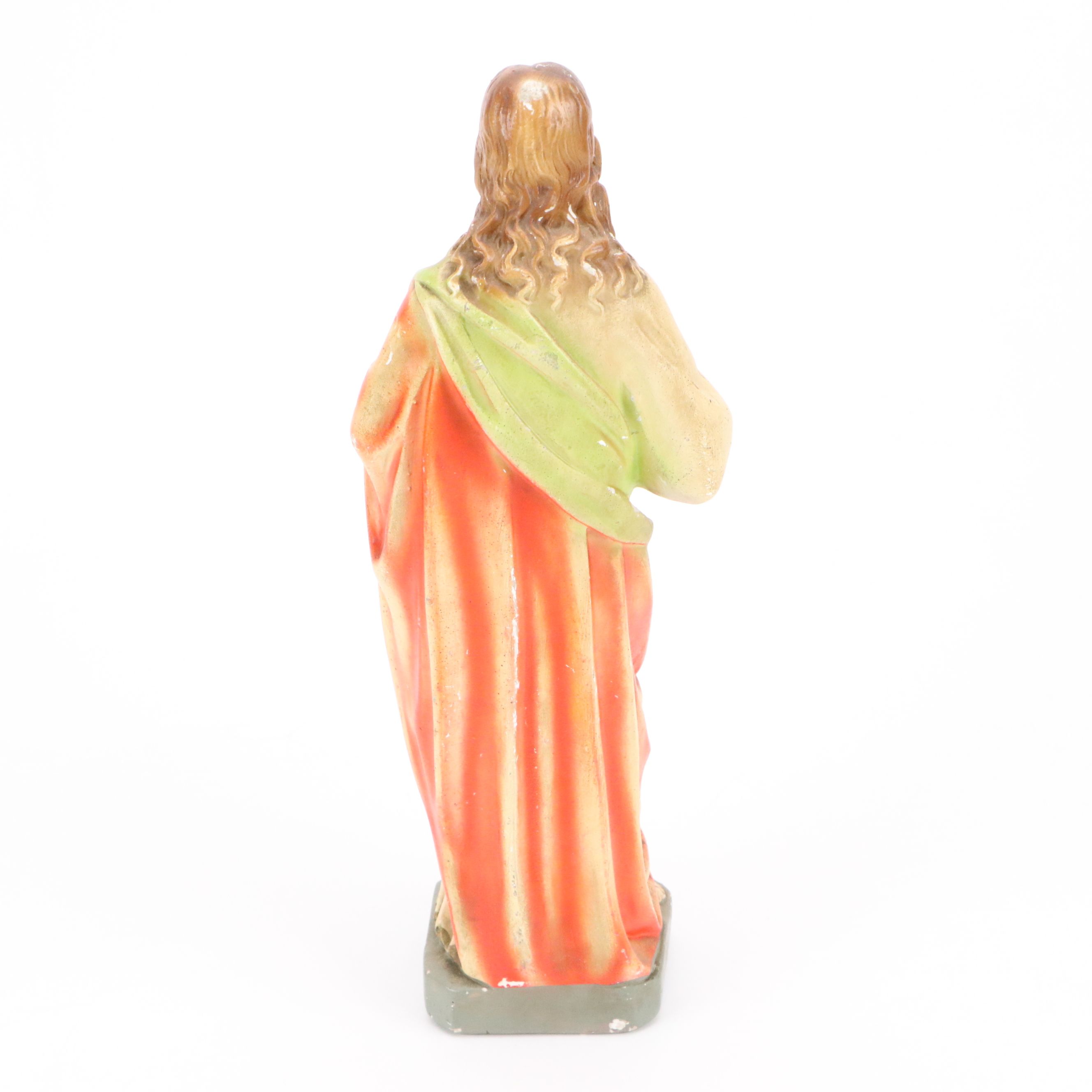 Italian Jesus Christ and Mary Chalkware Figures, 20th Century