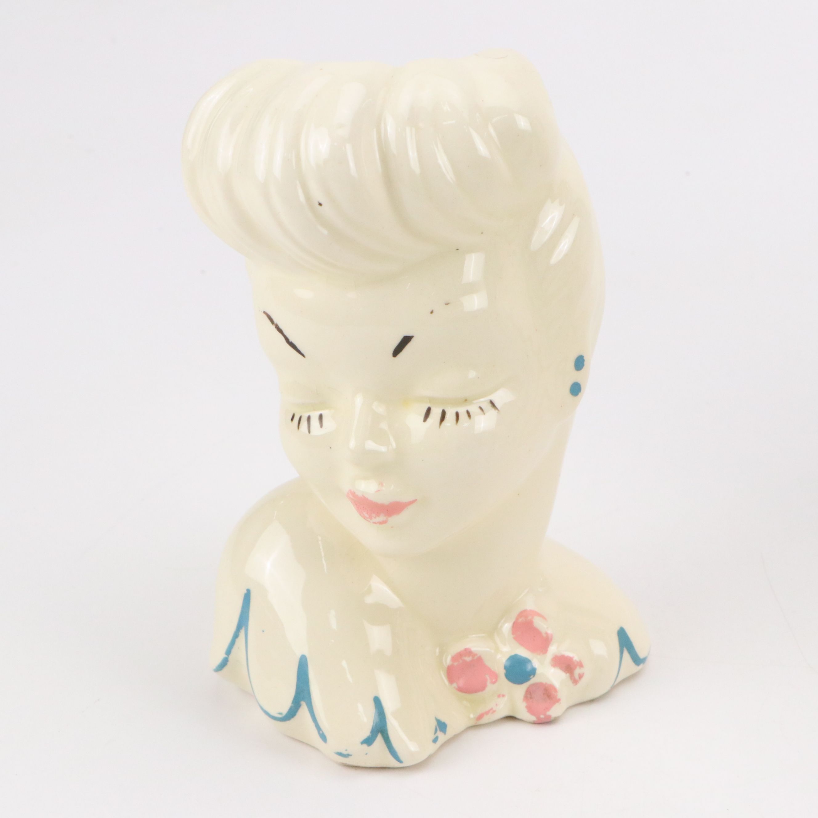 Vintage Lady Head Vases with Lillian Vernon Napkin Holder and Other Décor