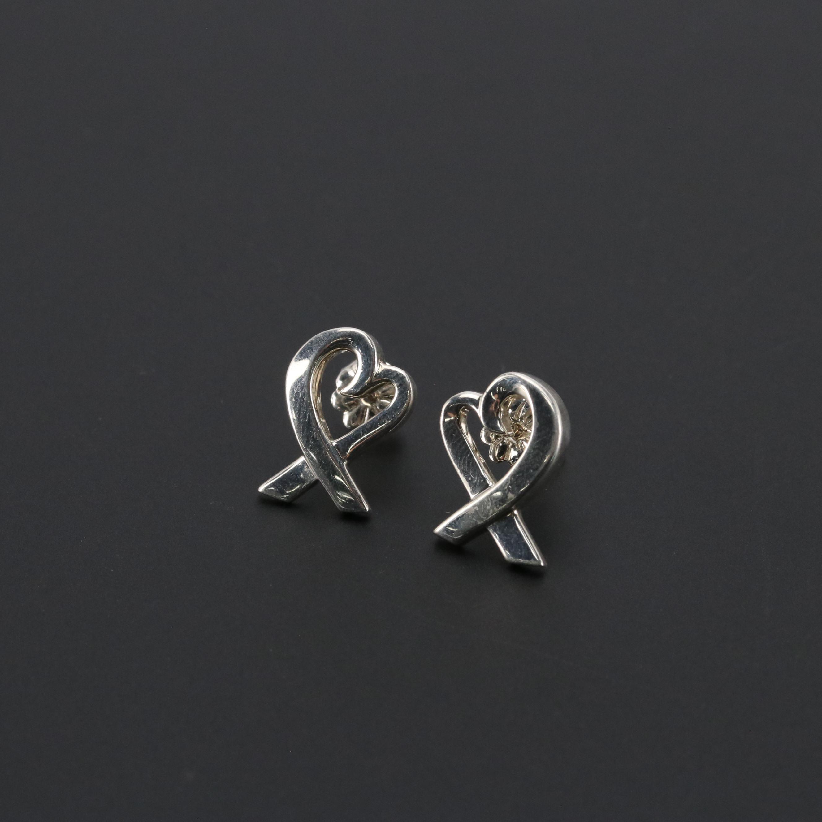 Paloma Picasso for Tiffany & Co. Sterling Loving Heart Stud Earrings with Box