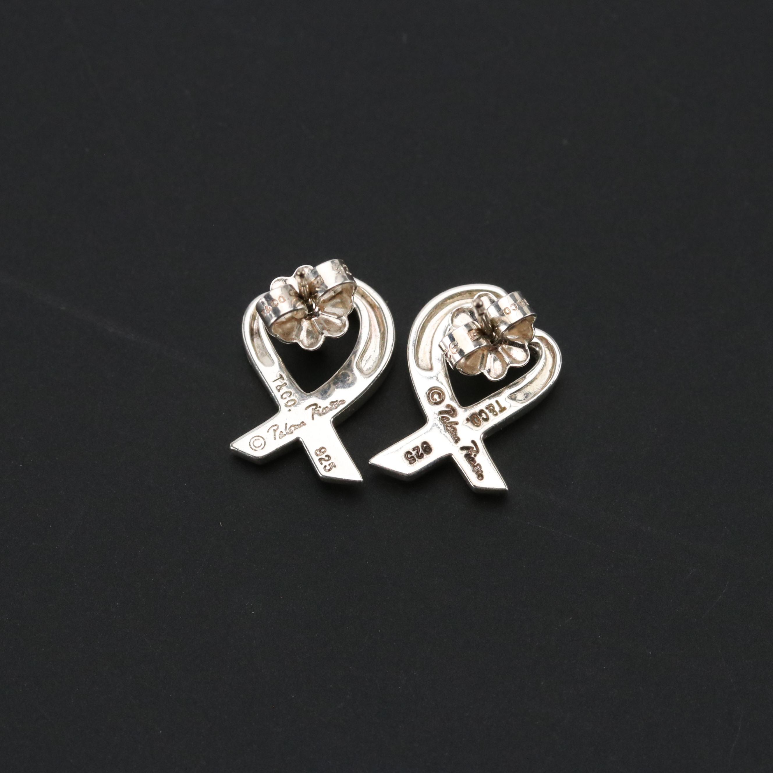 Paloma Picasso for Tiffany & Co. Sterling Loving Heart Stud Earrings with Box