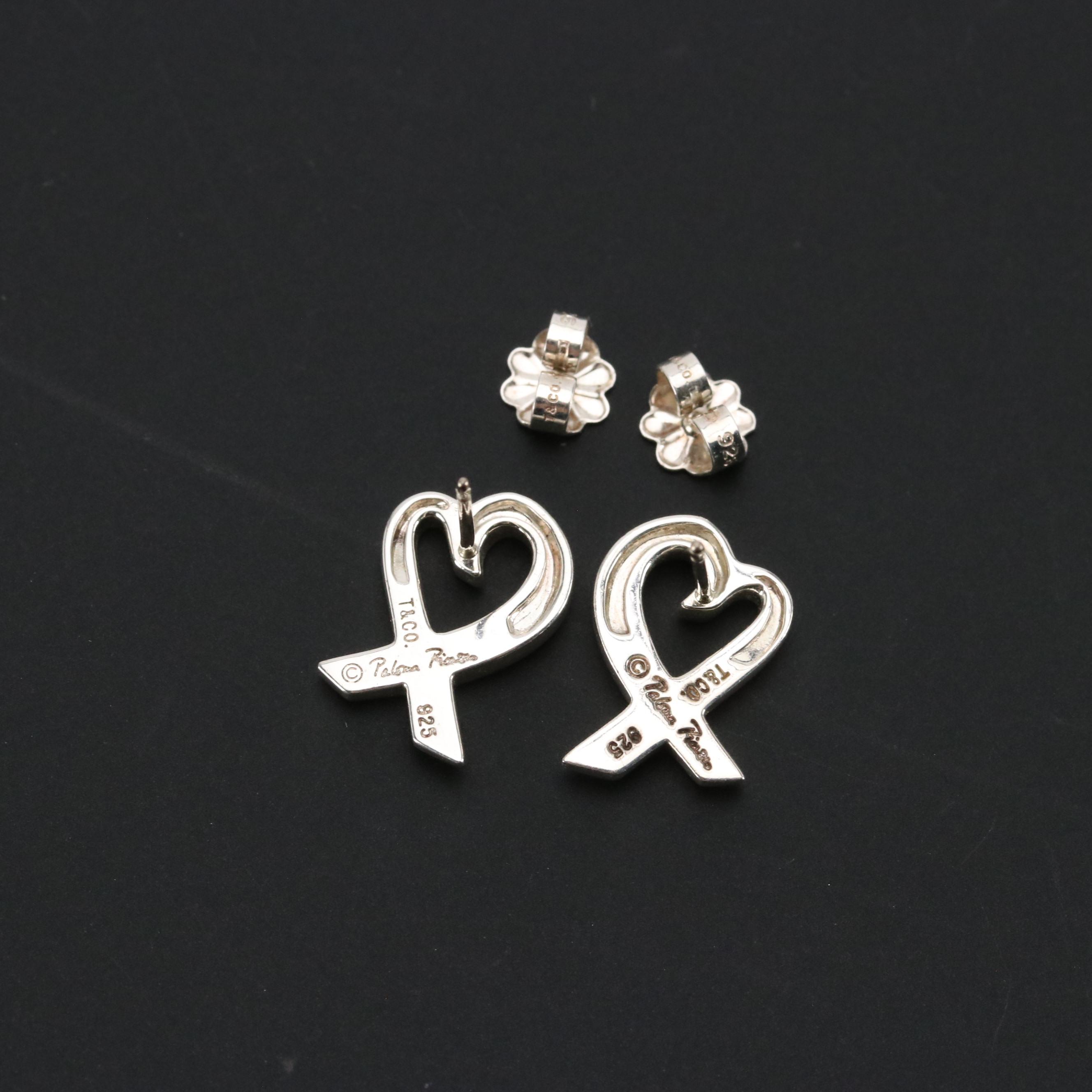 Paloma Picasso for Tiffany & Co. Sterling Loving Heart Stud Earrings with Box