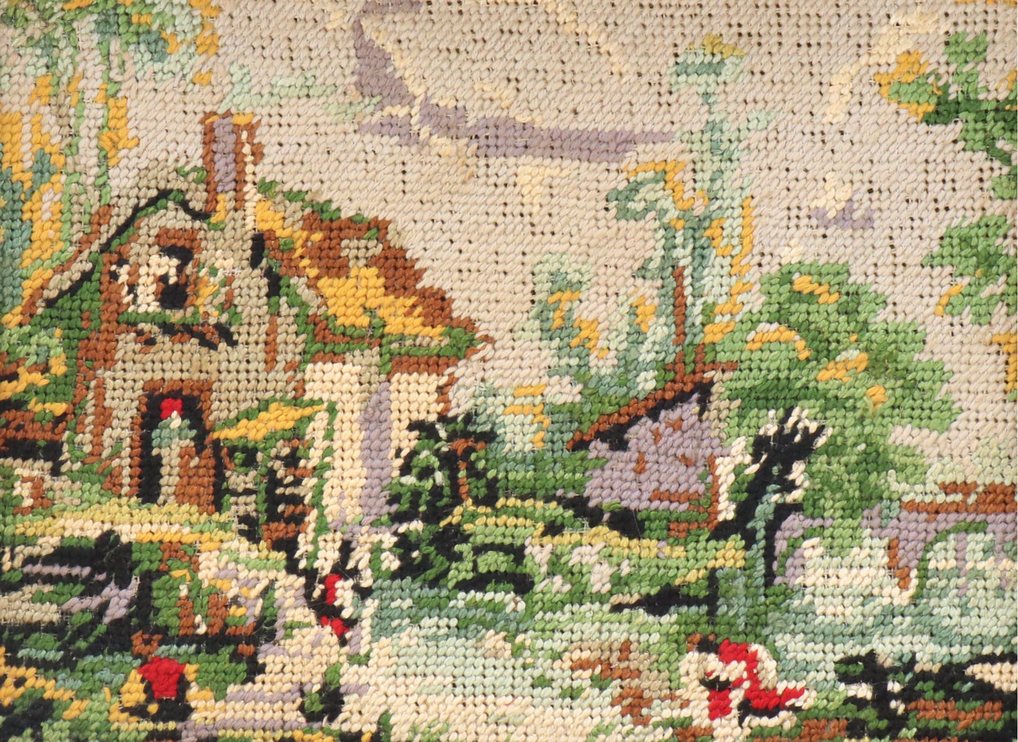 Needlepoint Scene of Grist Watermill