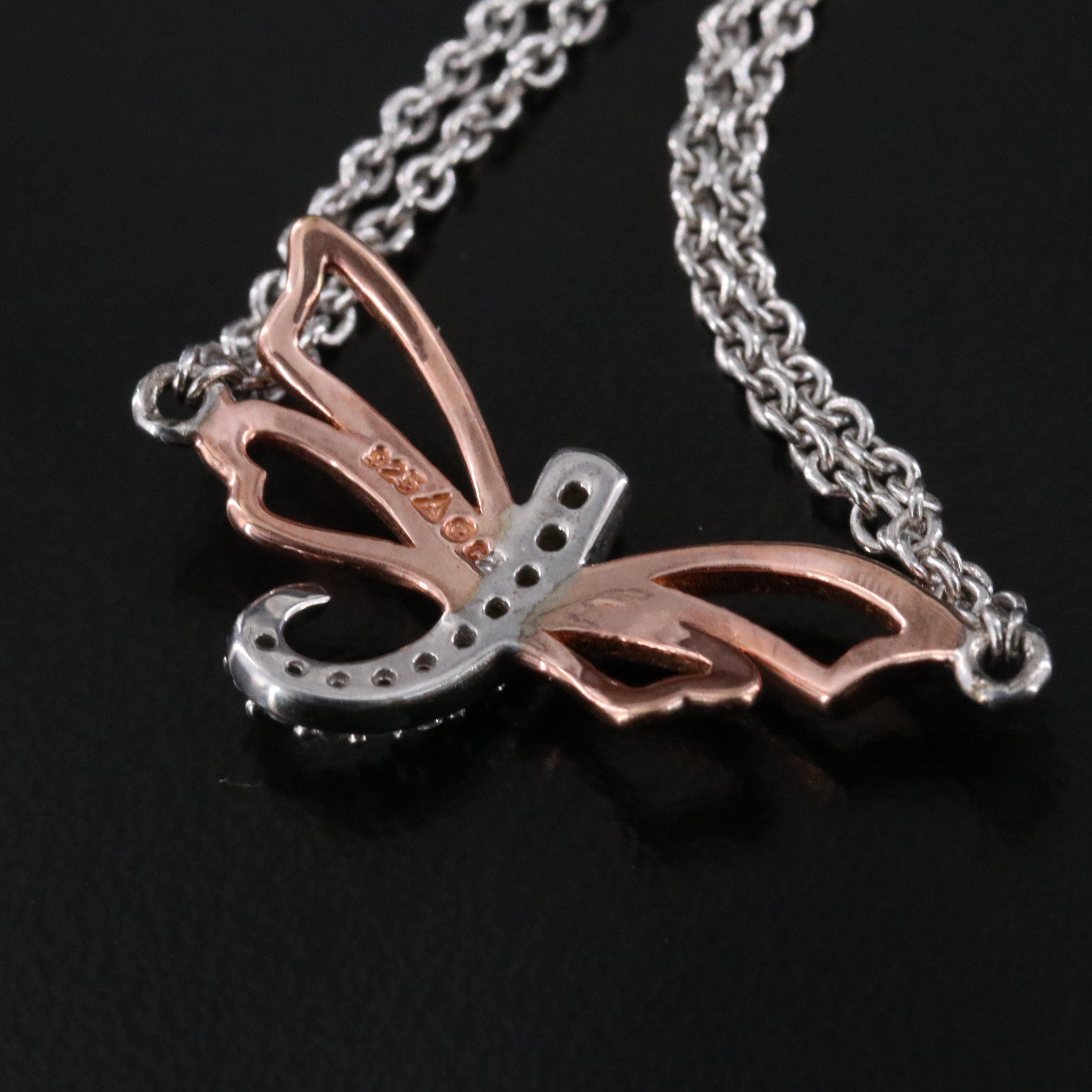 Sterling CZ Dragonfly Bracelet with Rose Tone Wings