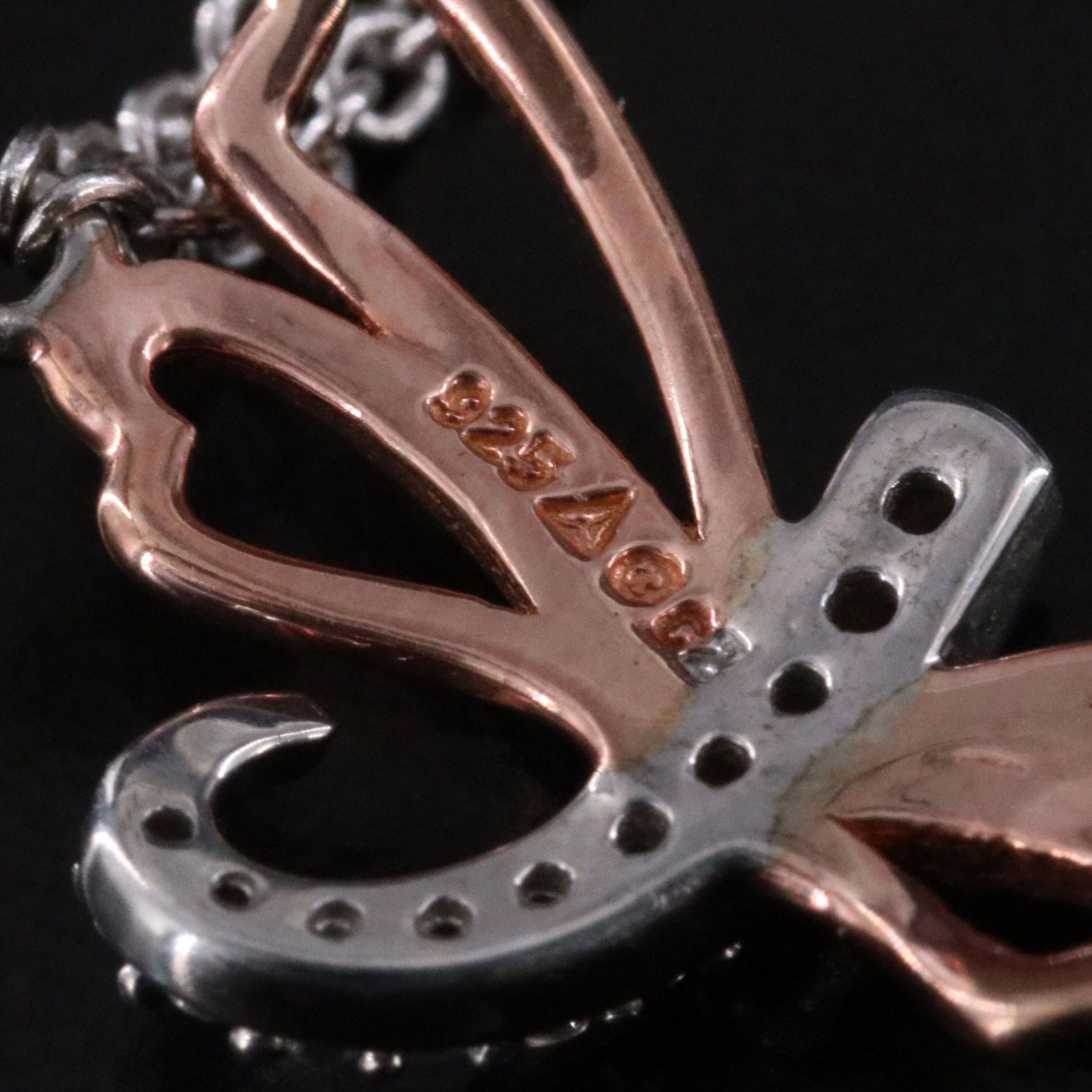 Sterling CZ Dragonfly Bracelet with Rose Tone Wings
