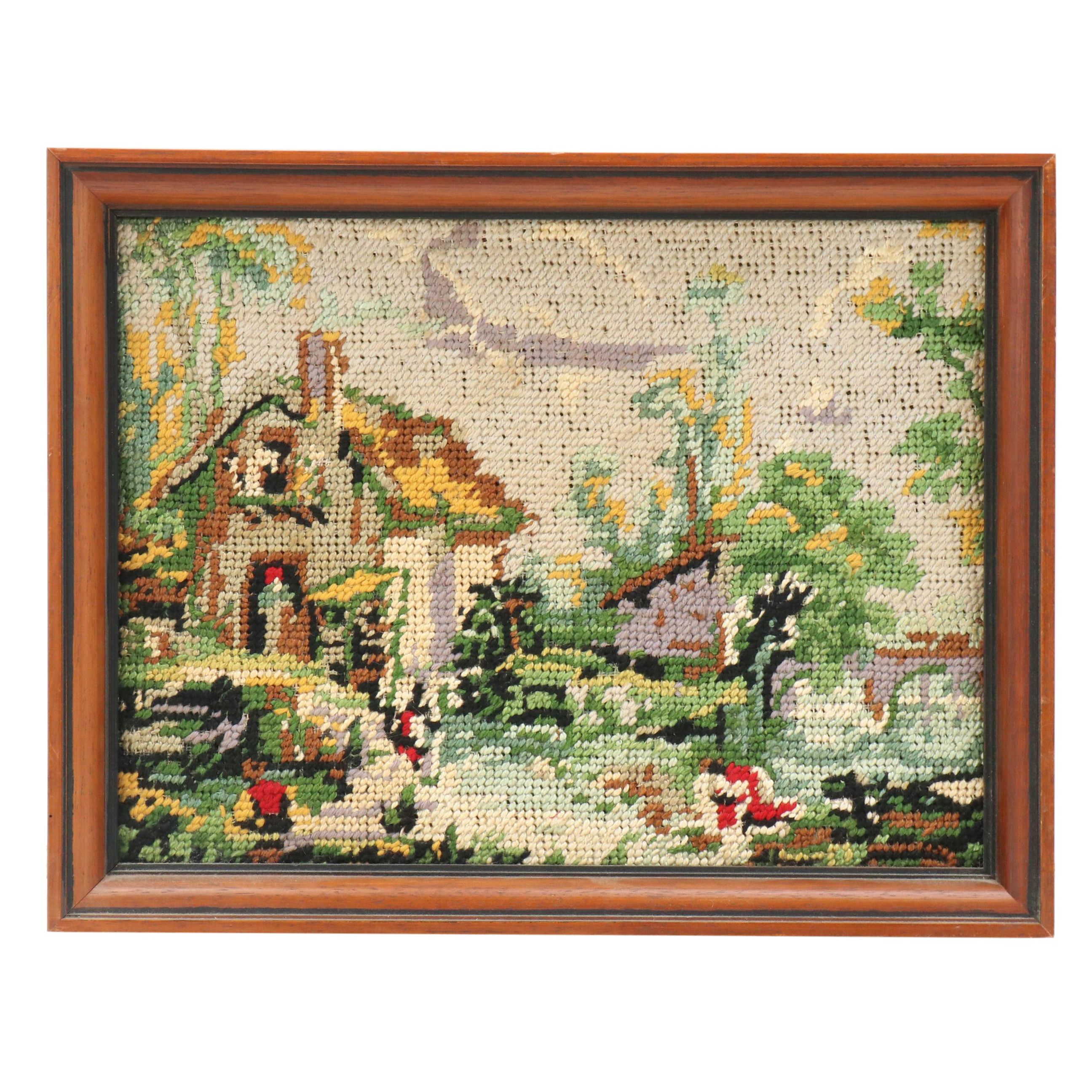 Needlepoint Scene of Grist Watermill