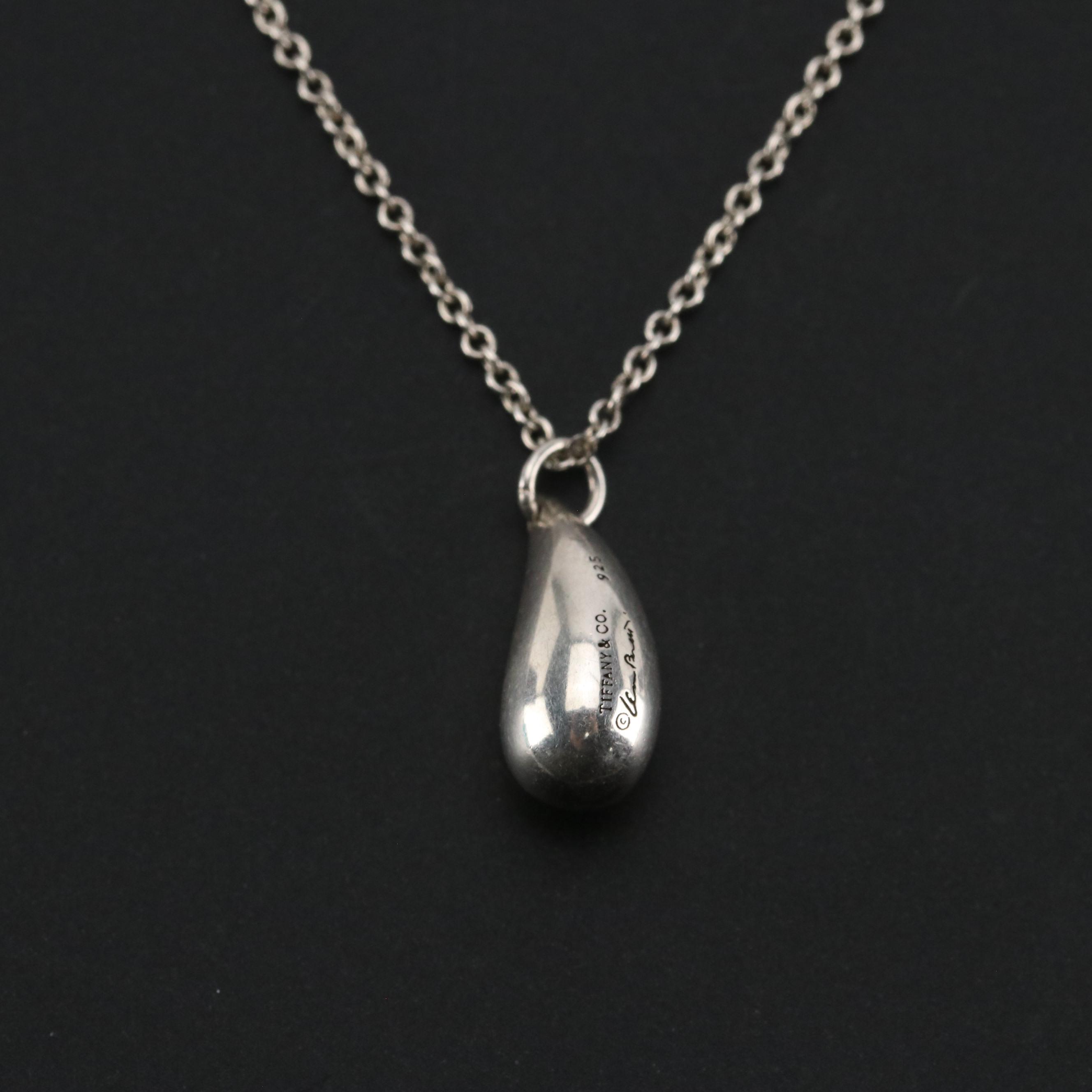 Elsa Peretti for Tiffany & Co. Sterling Teardrop Pendant Necklace with Box