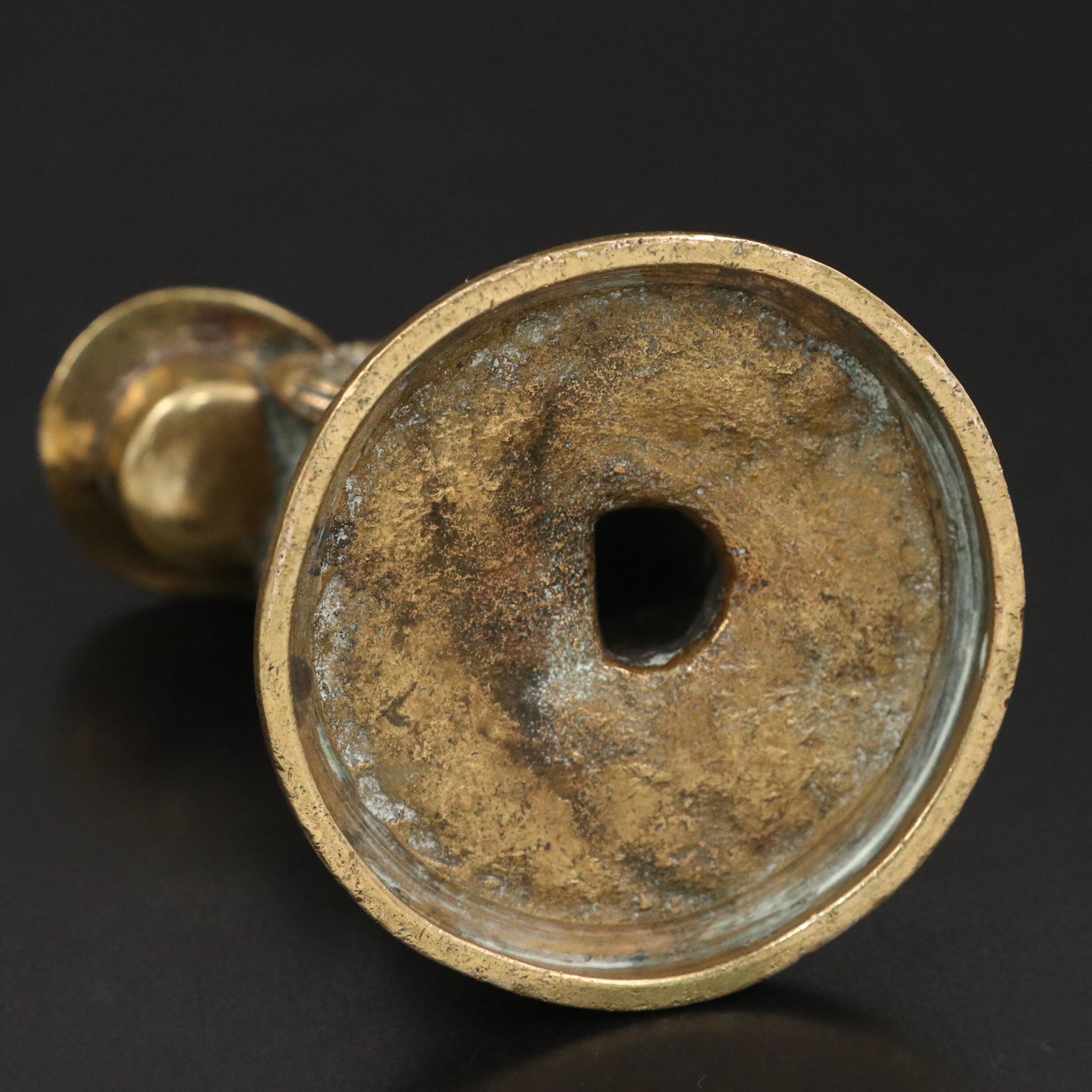 Cast Brass Begging Terrier with Top Hat Candlestick