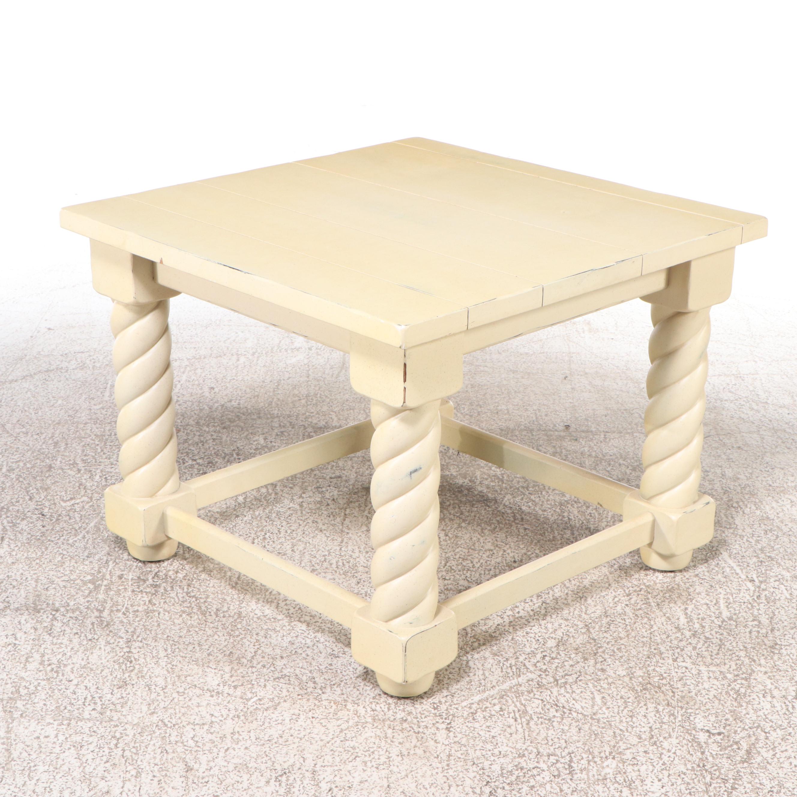 Contemporary Turned Painted Wood End Table