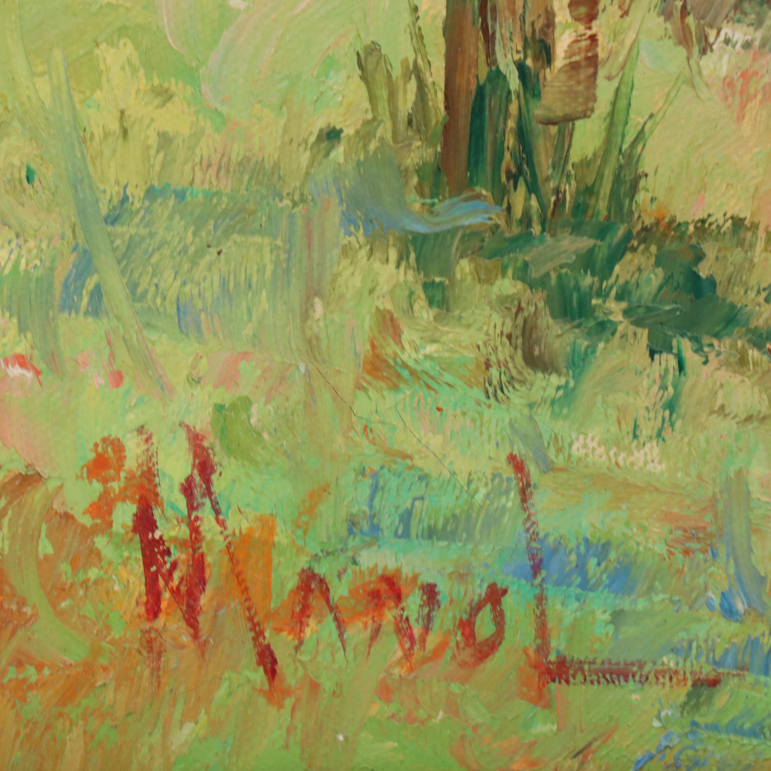 John Adamos Manol Impressionistic Landscape with Figure, 20th Century