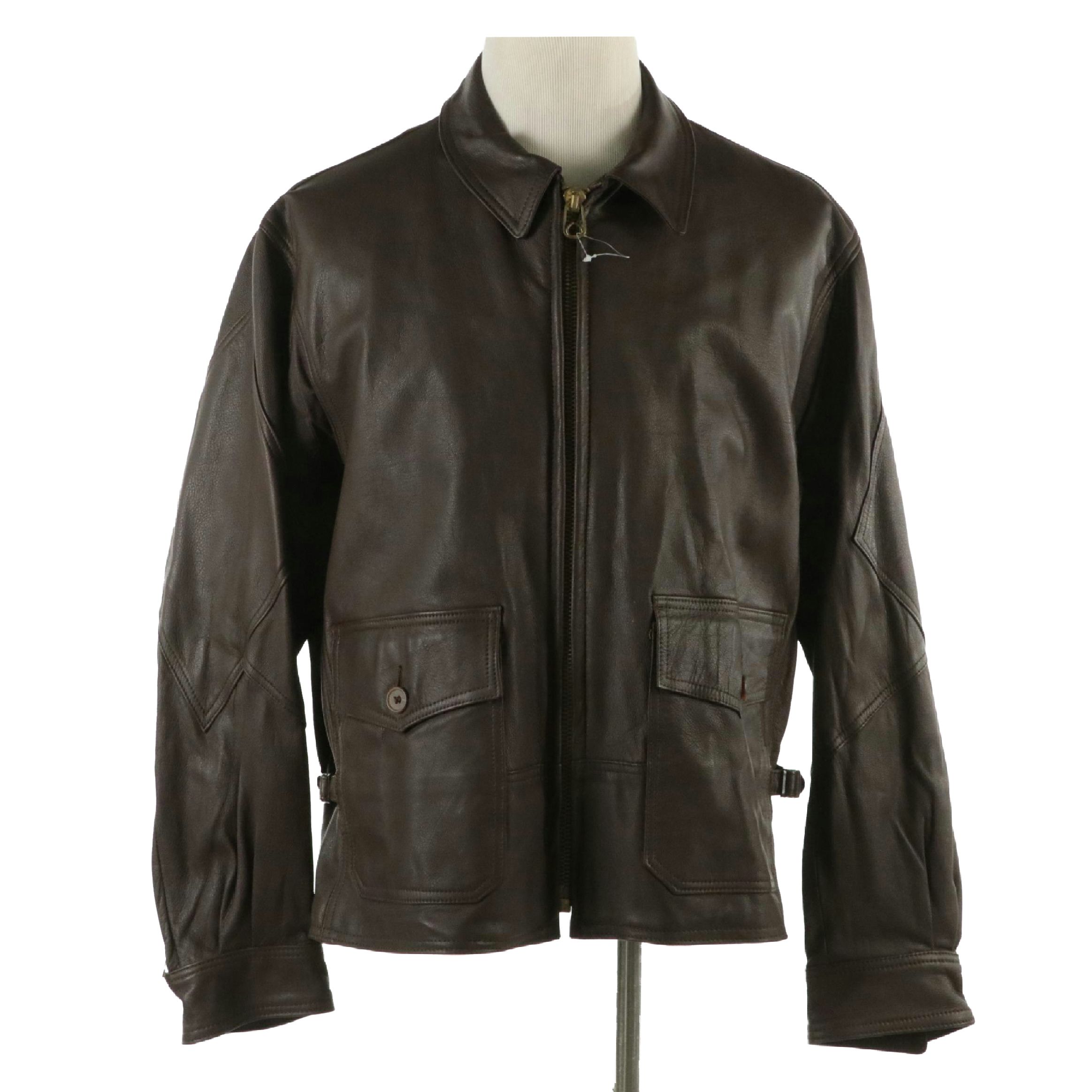 Men's Willis & Geiger Outfitters Brown Leather Zip Jacket