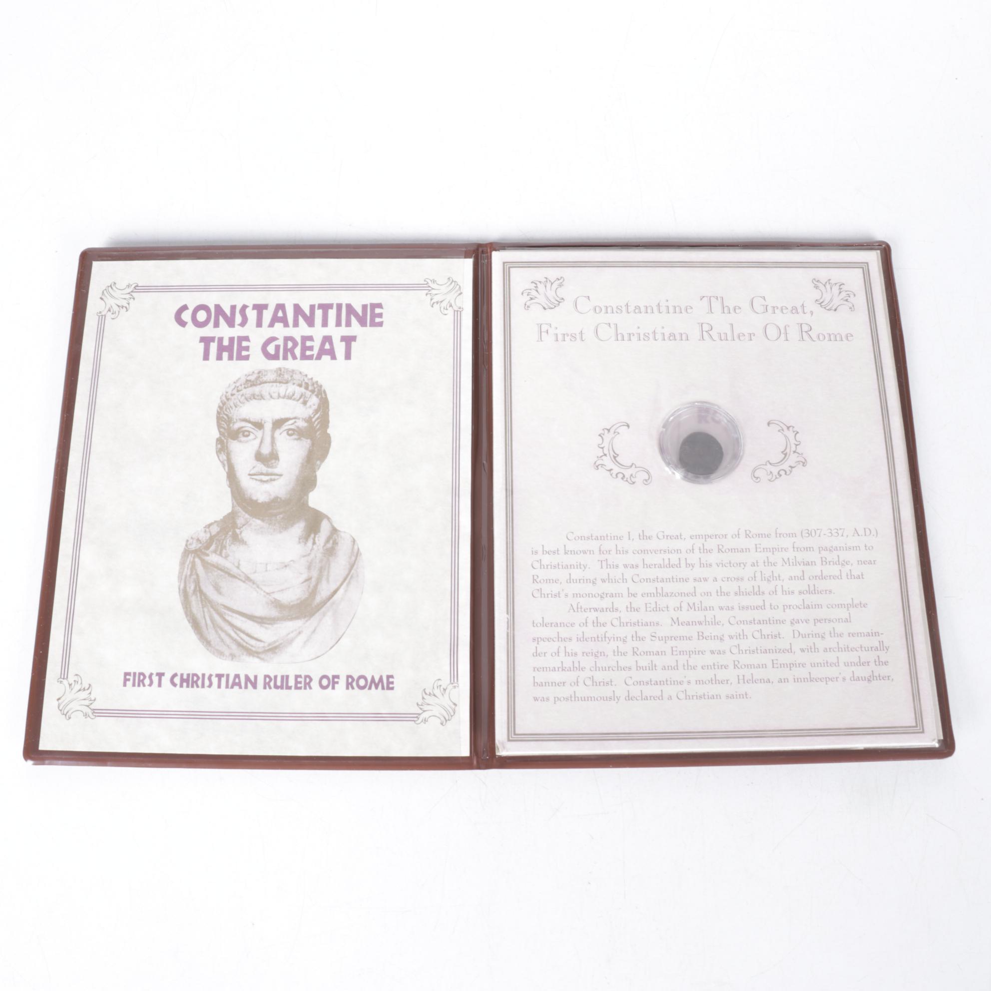 Ancient Judean Æ Prutah Widow's Mite Coin with Brass Crucifix