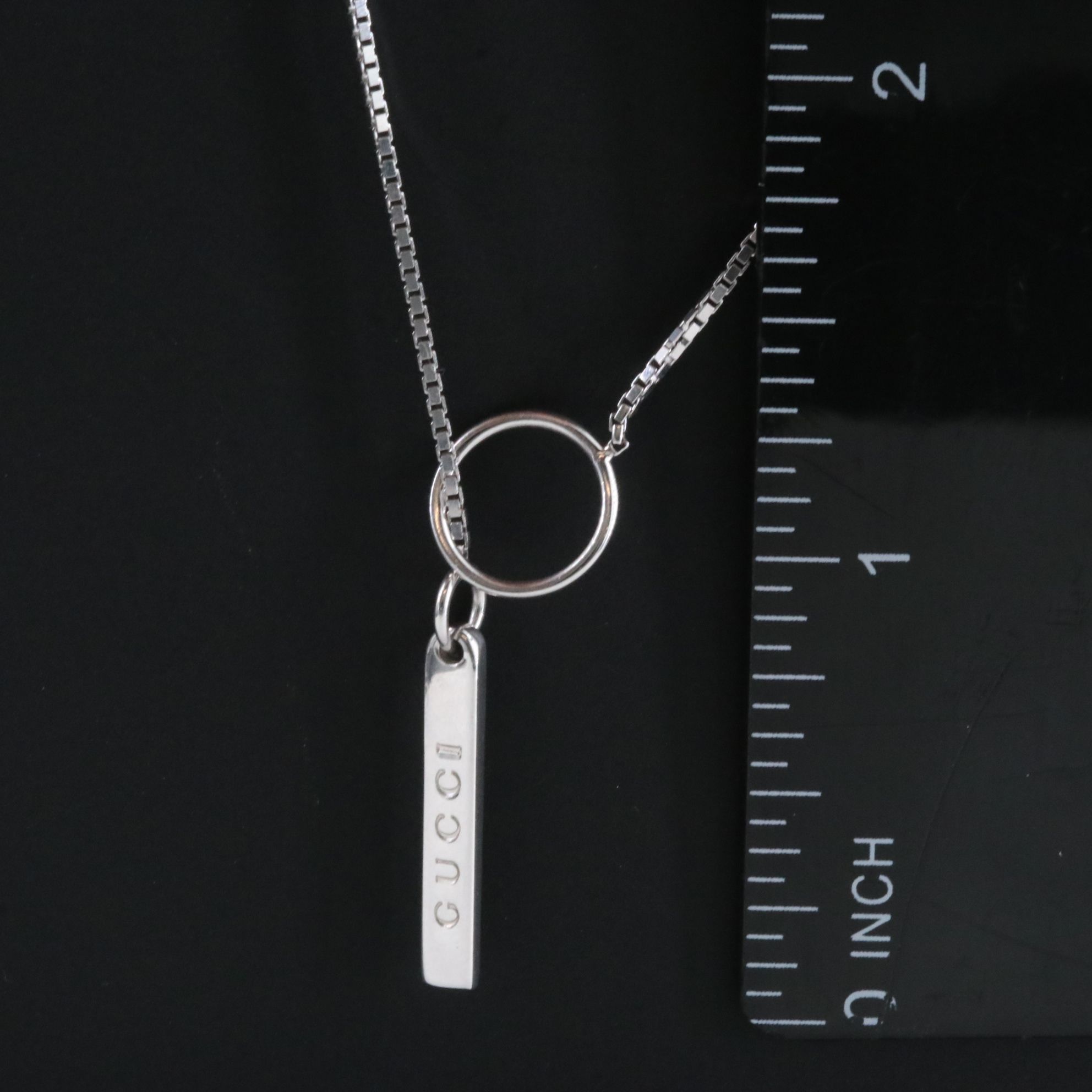 Gucci 18K Logo Plate Lariat Necklace