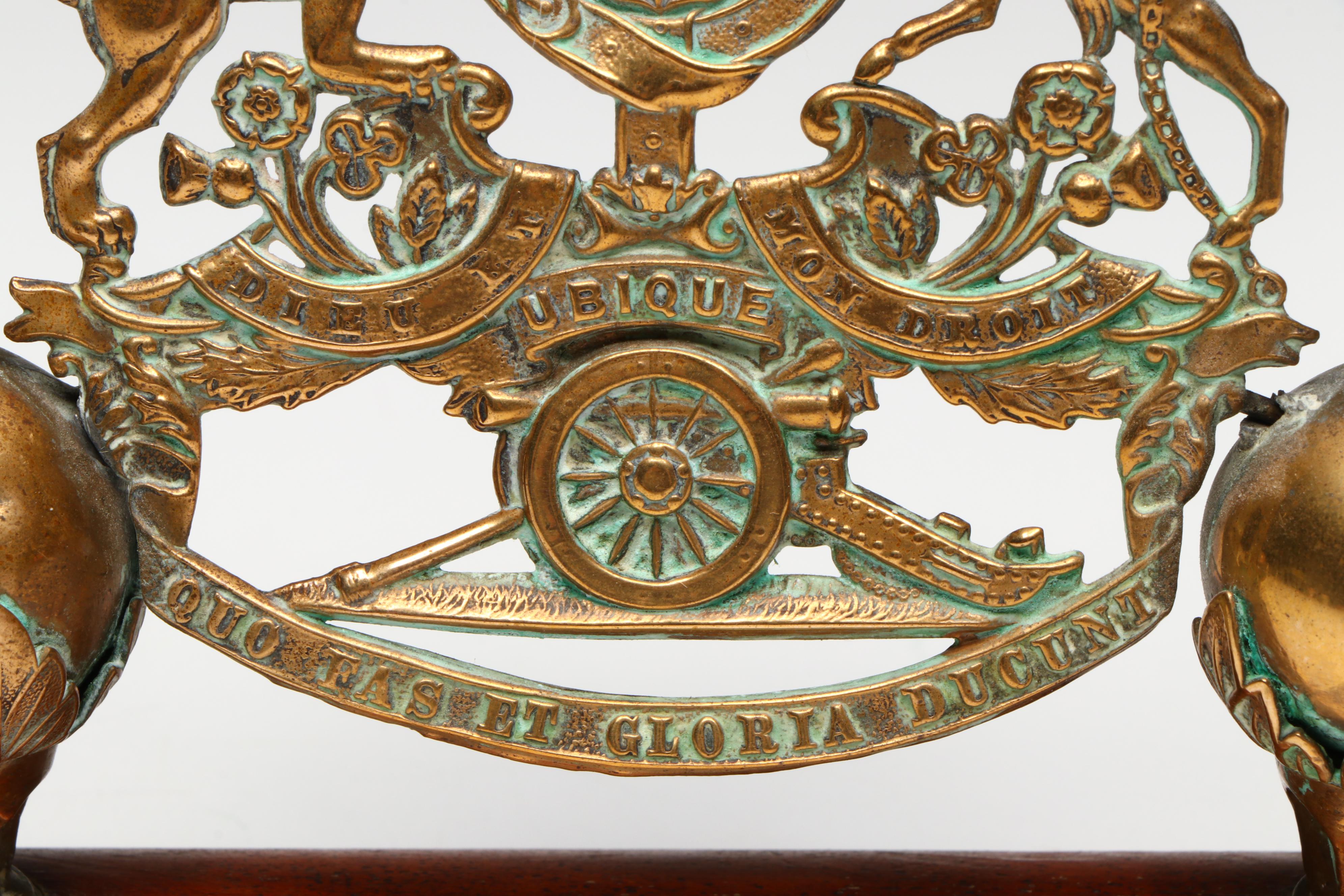 Victorian Royal Artillery Brass Helmet Plate Display