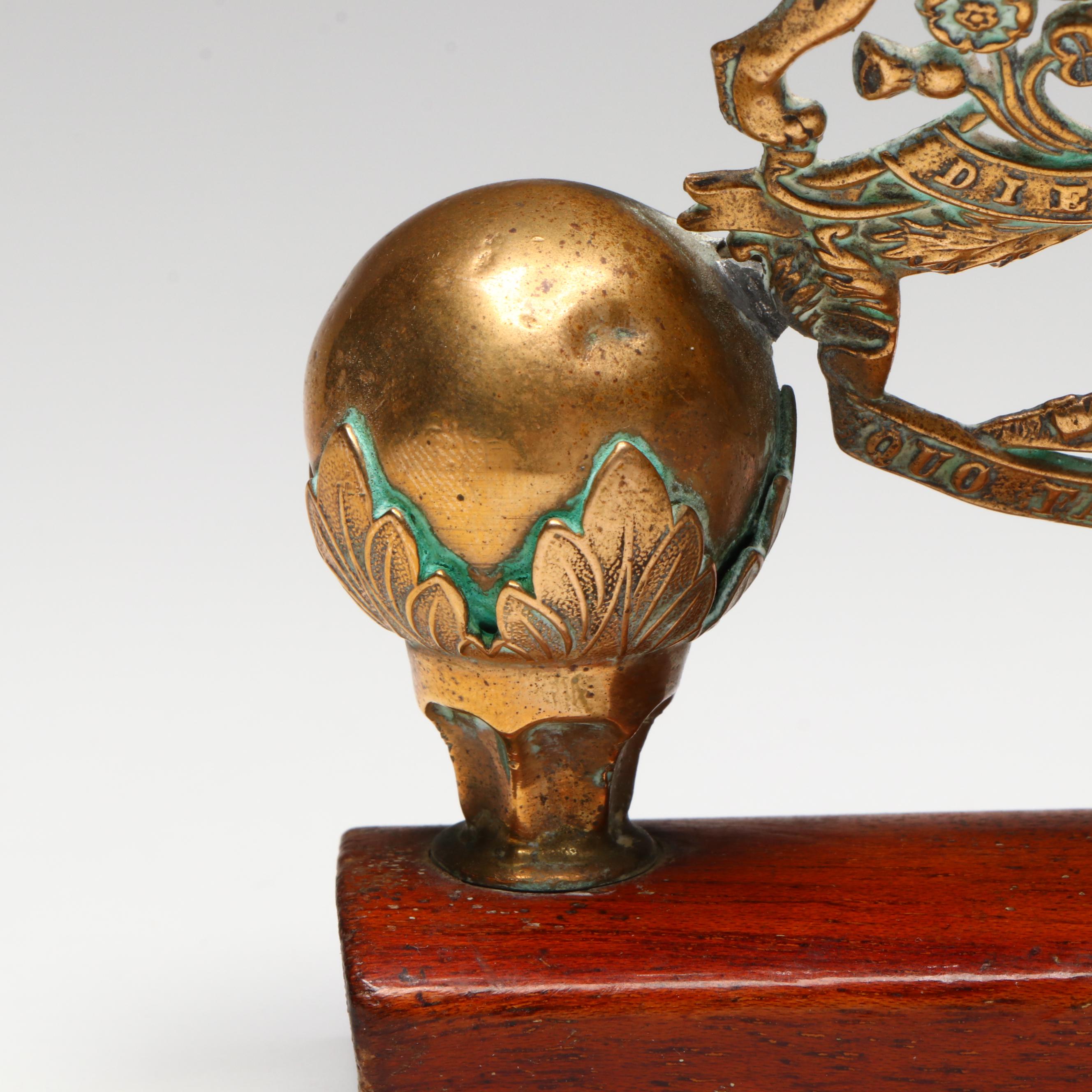 Victorian Royal Artillery Brass Helmet Plate Display