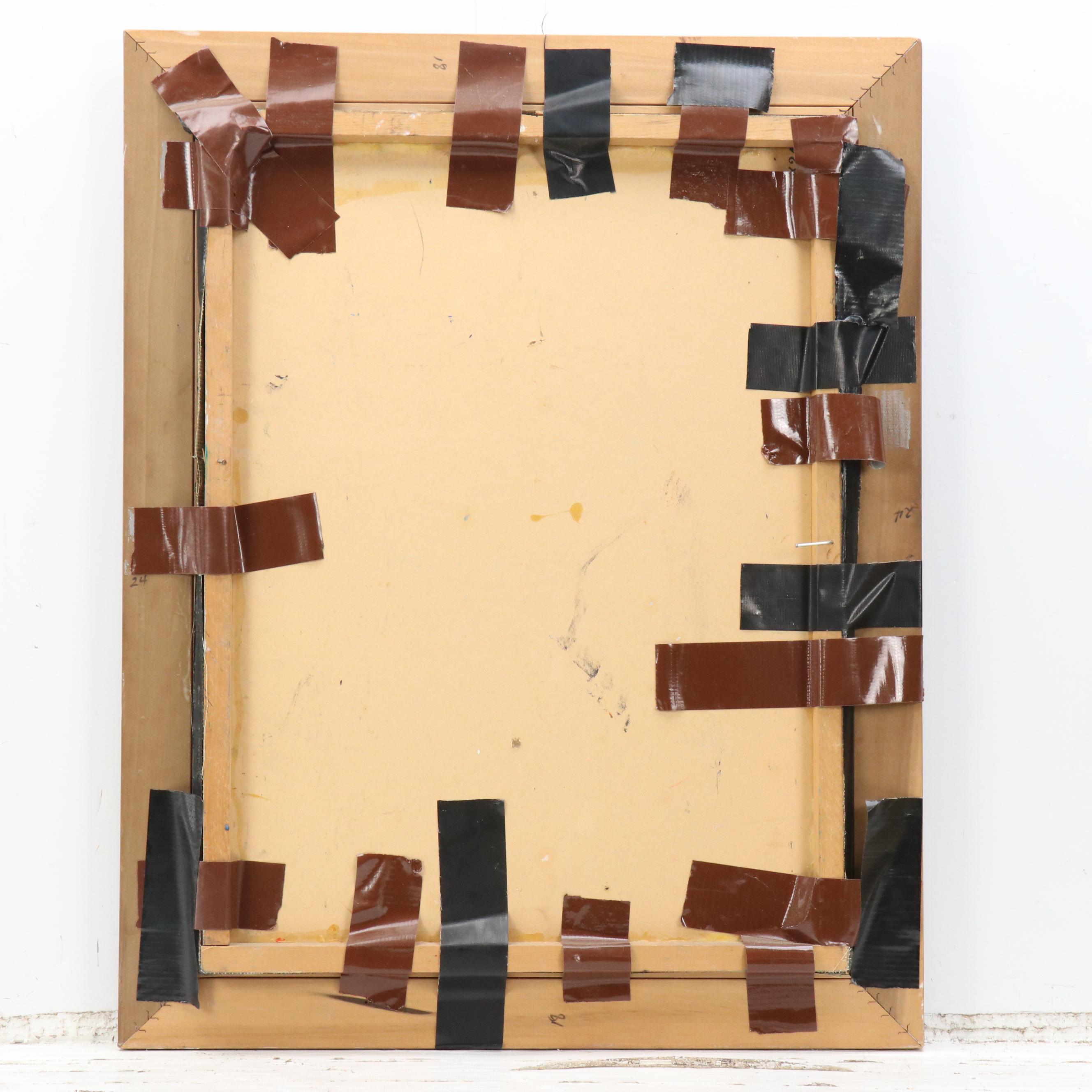 Janice Guttman Close-Up View Acrylic Painting of Flowers in Lawn, 1992