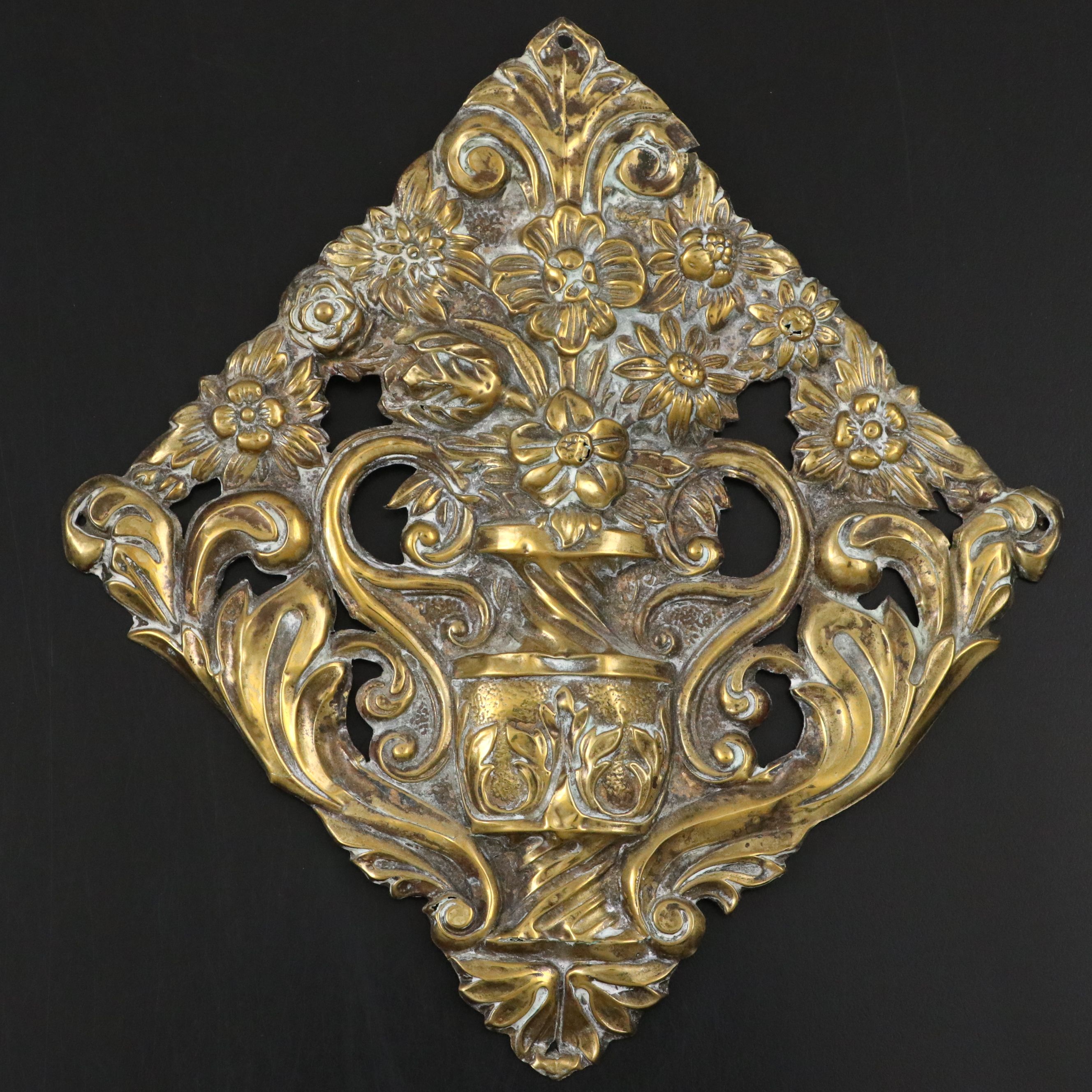 Pair of Louis XVI Style Embossed Metal Wall Medallions, 20th Century