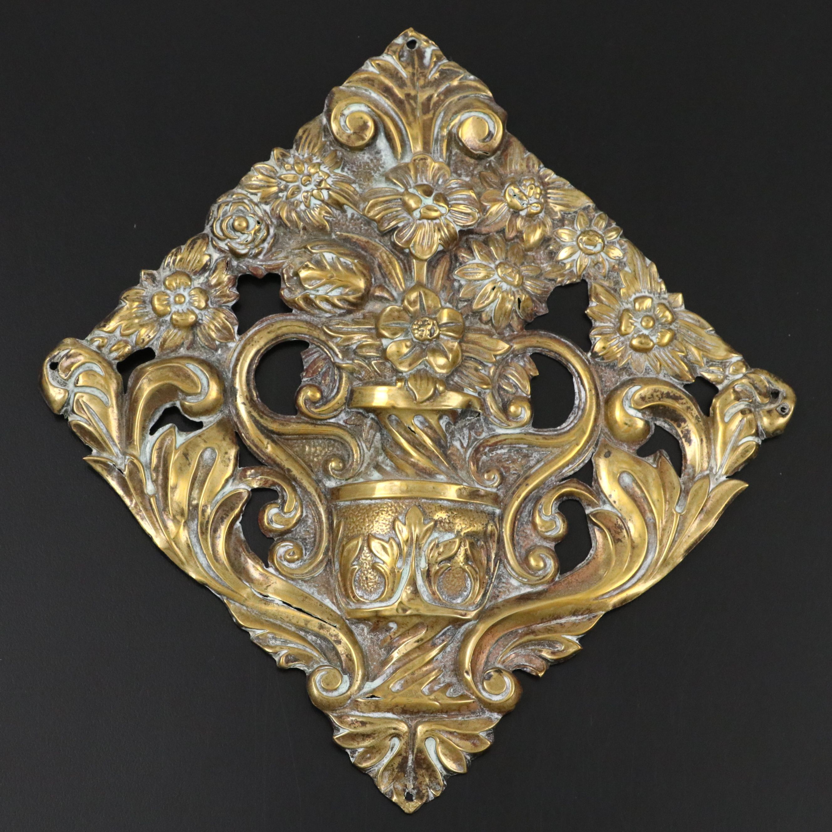 Pair of Louis XVI Style Embossed Metal Wall Medallions, 20th Century
