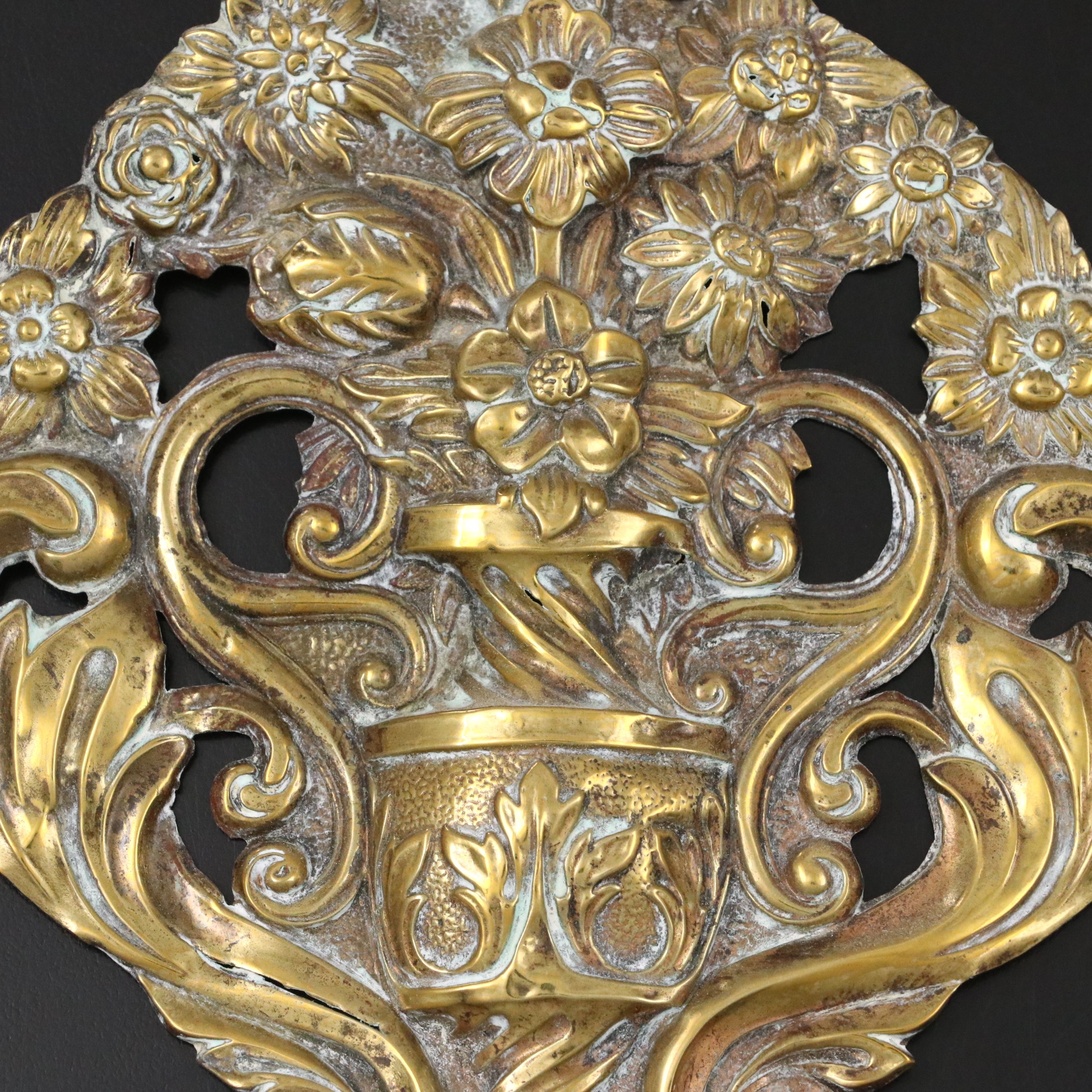 Pair of Louis XVI Style Embossed Metal Wall Medallions, 20th Century