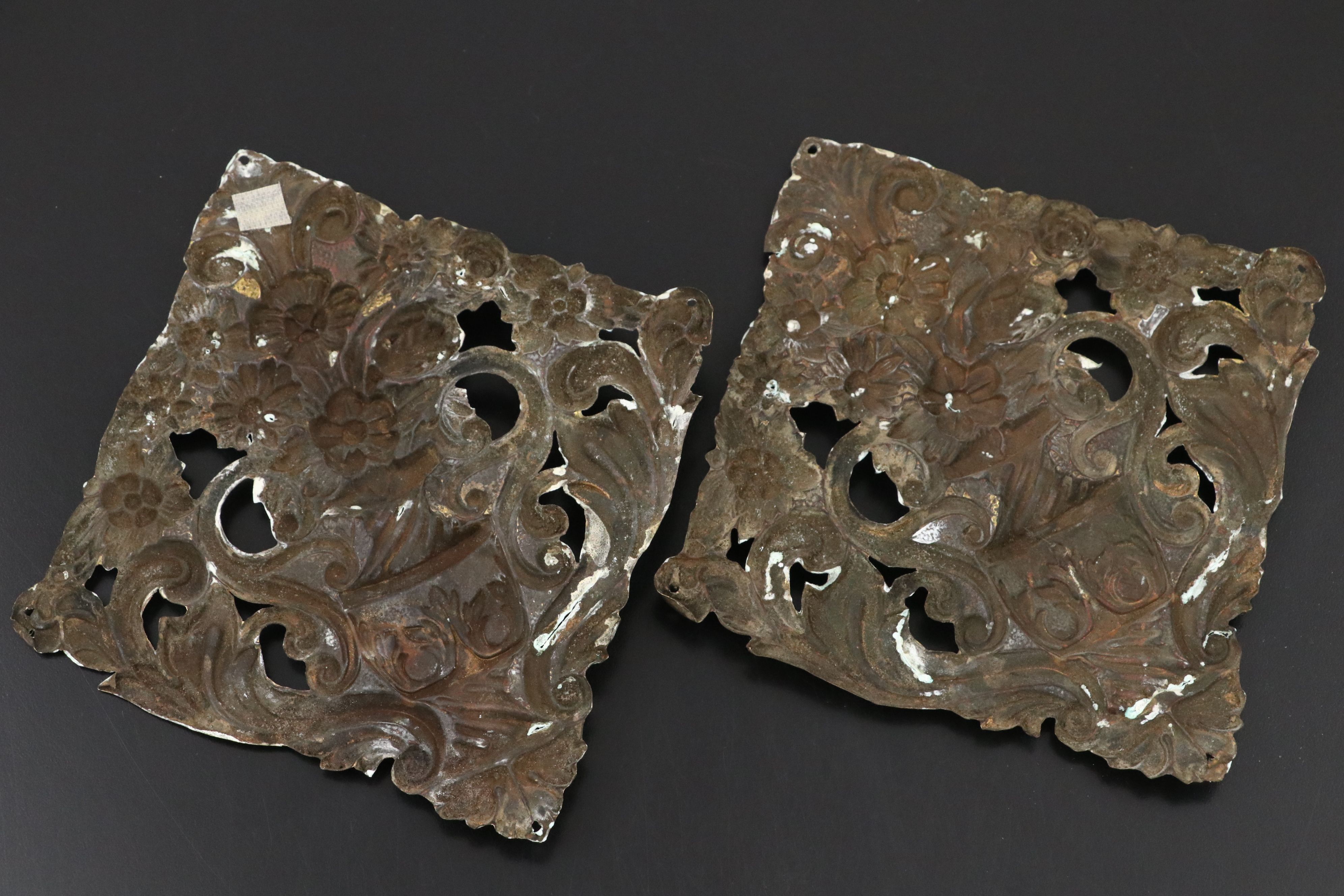 Pair of Louis XVI Style Embossed Metal Wall Medallions, 20th Century