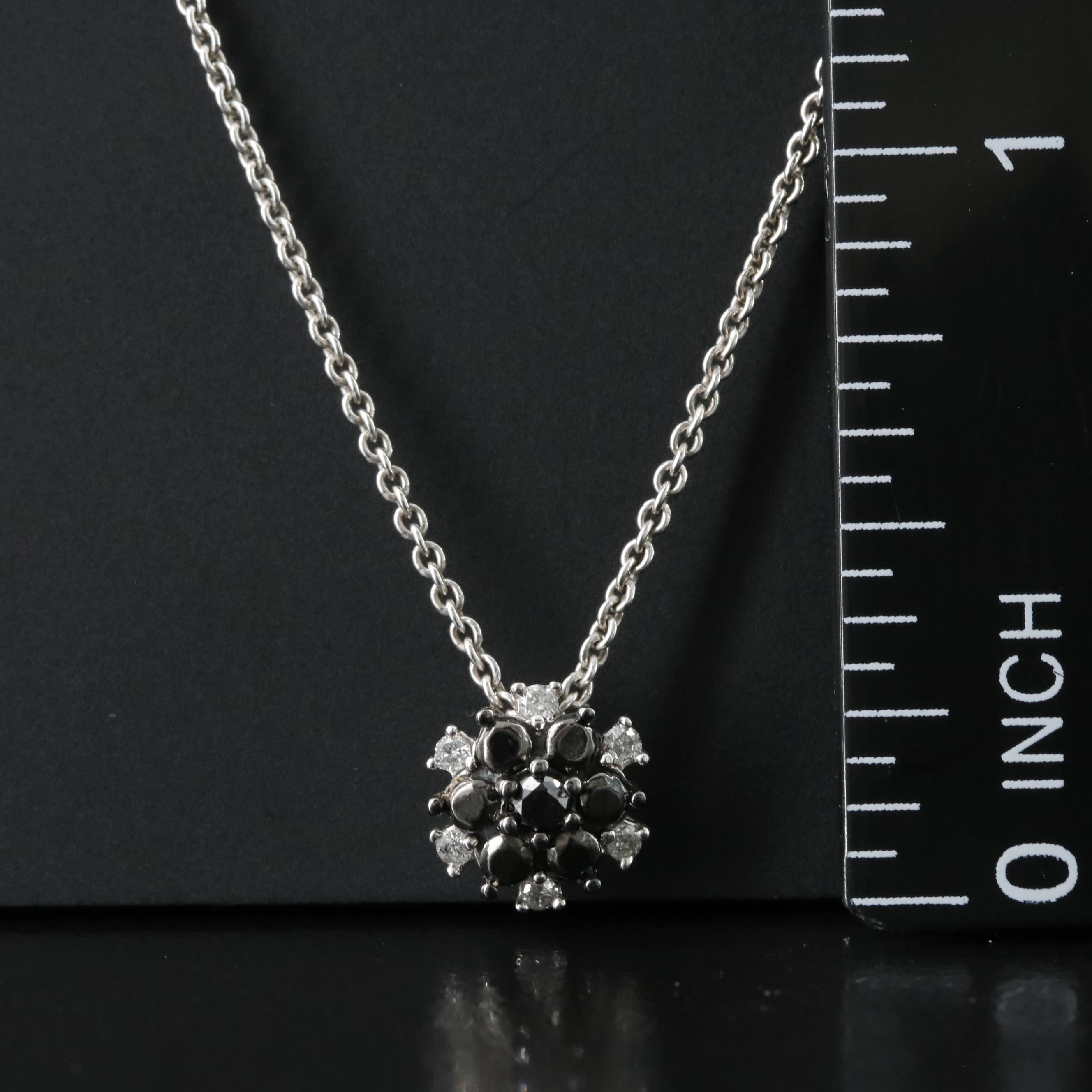 Sterling Diamond Pendant Necklace Including Fancy Black Diamonds