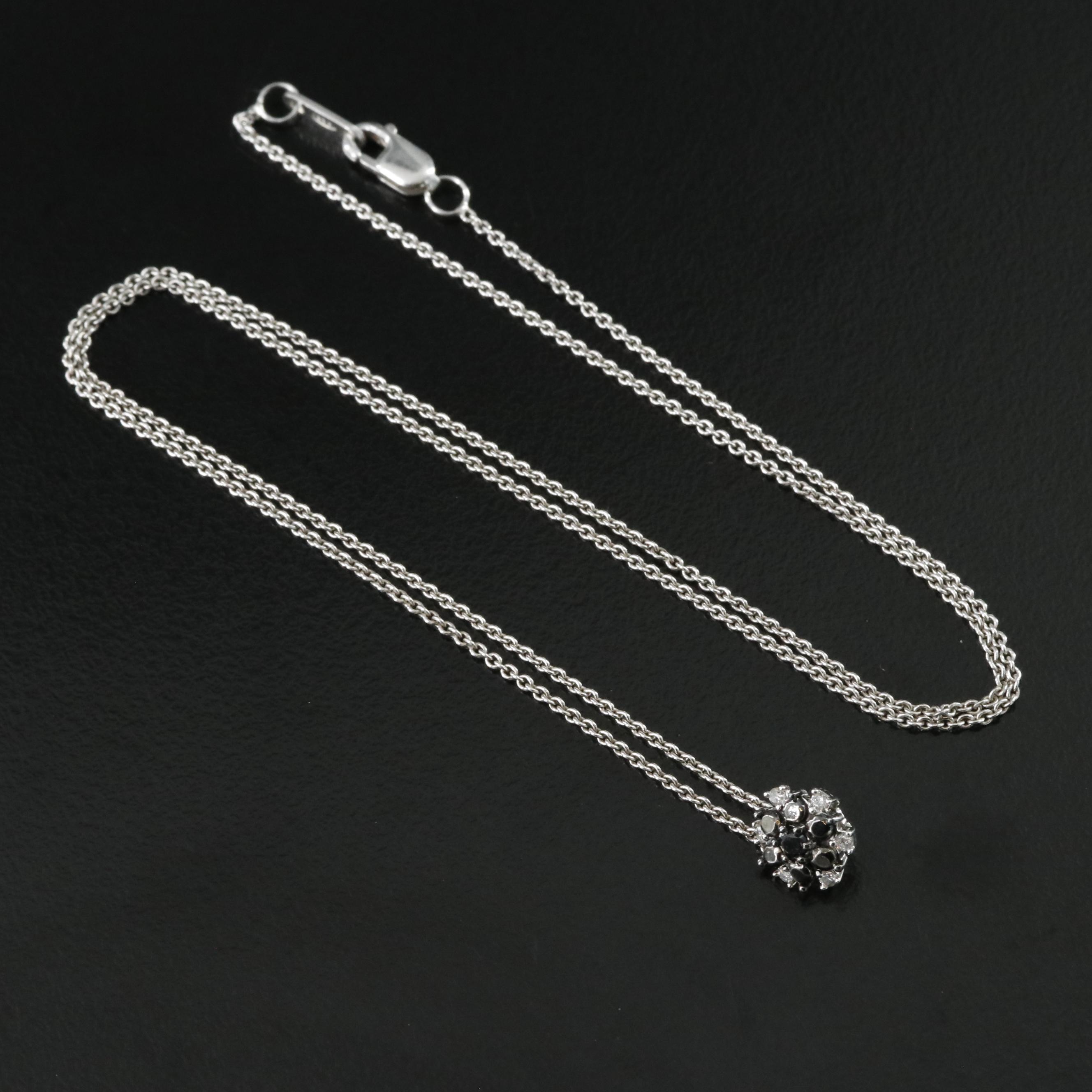 Sterling Diamond Pendant Necklace Including Fancy Black Diamonds