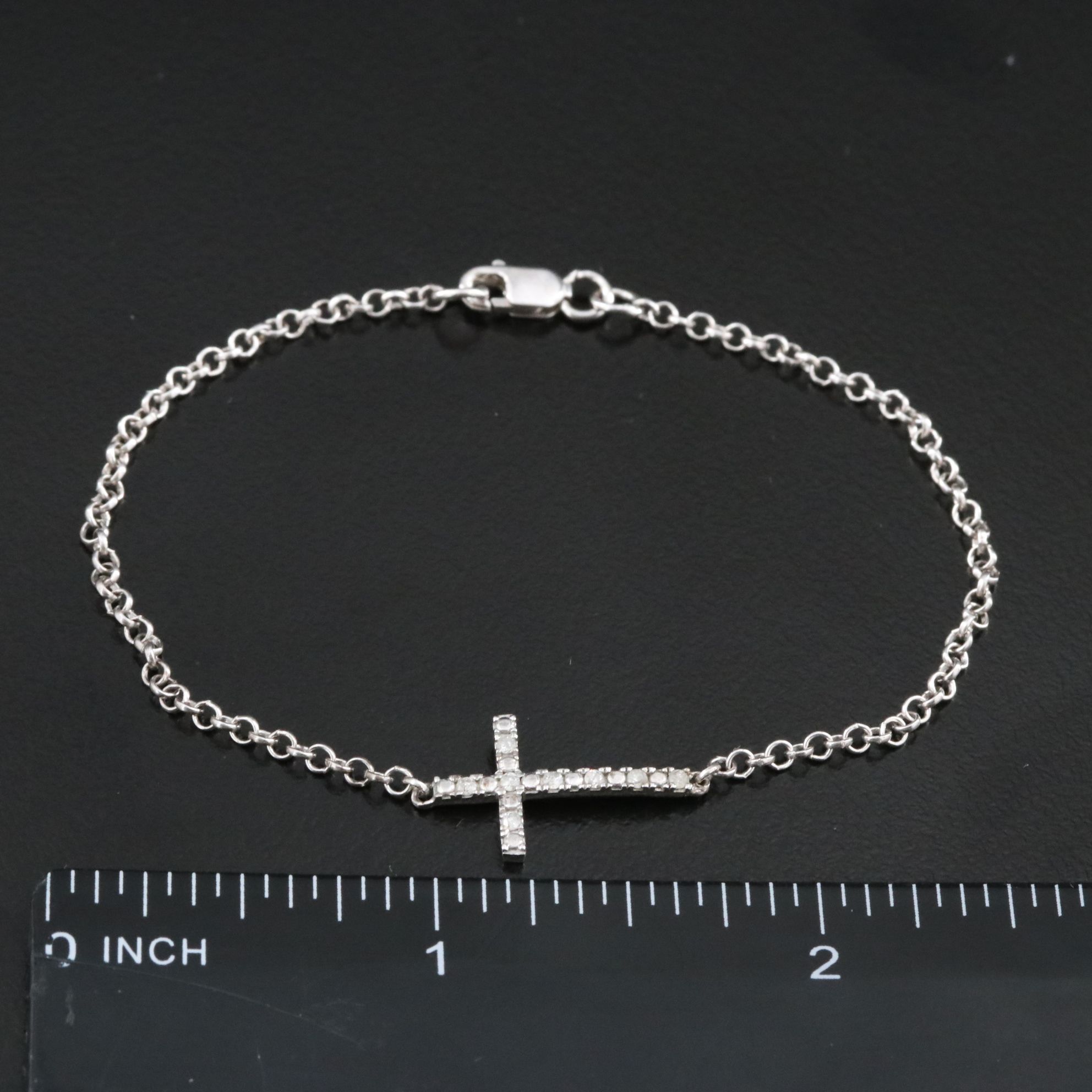 Sterling Diamond Cross Bracelet