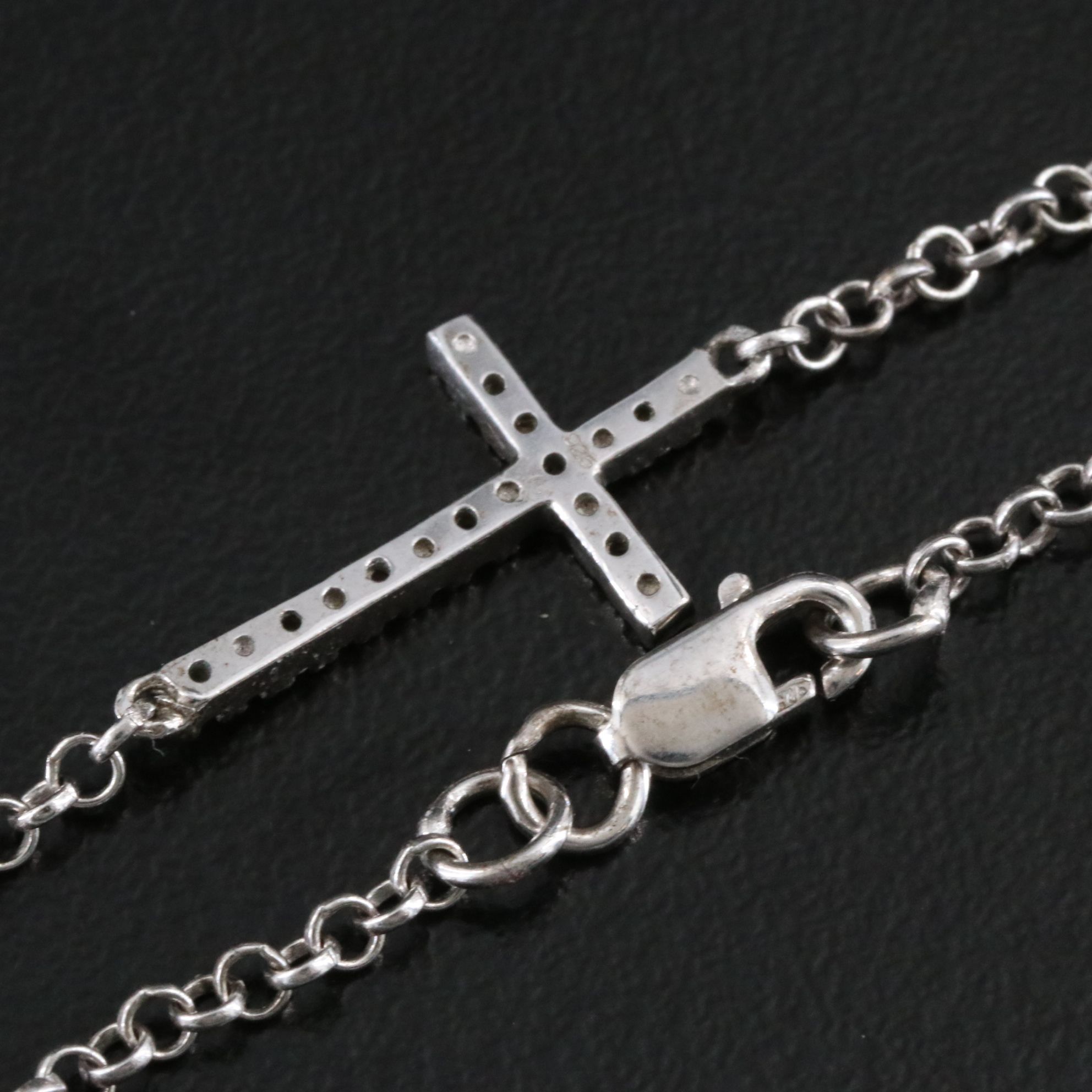 Sterling Diamond Cross Bracelet