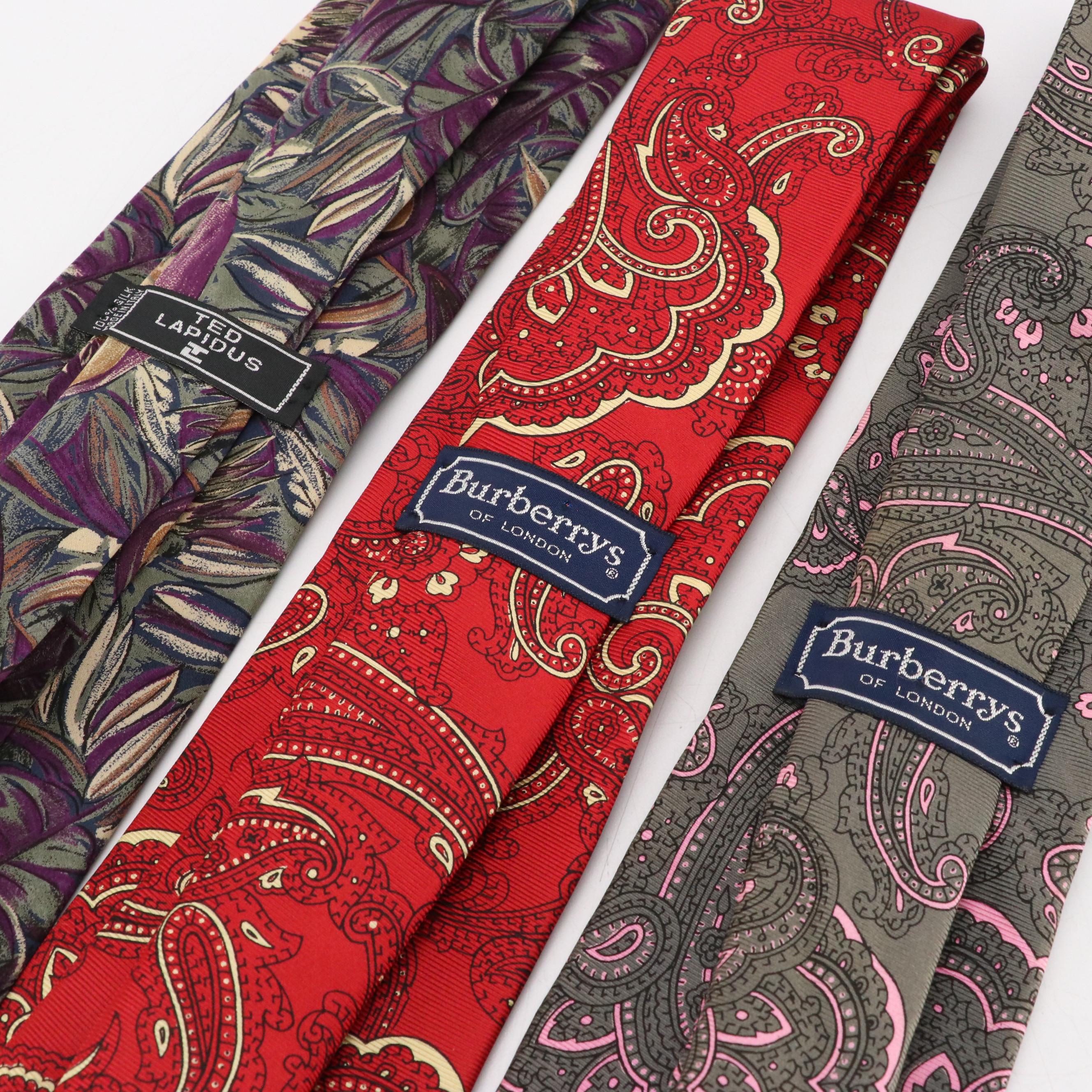 Vintage Patterned Necktie Collection Featuring Burberrys, Lanvin, and More