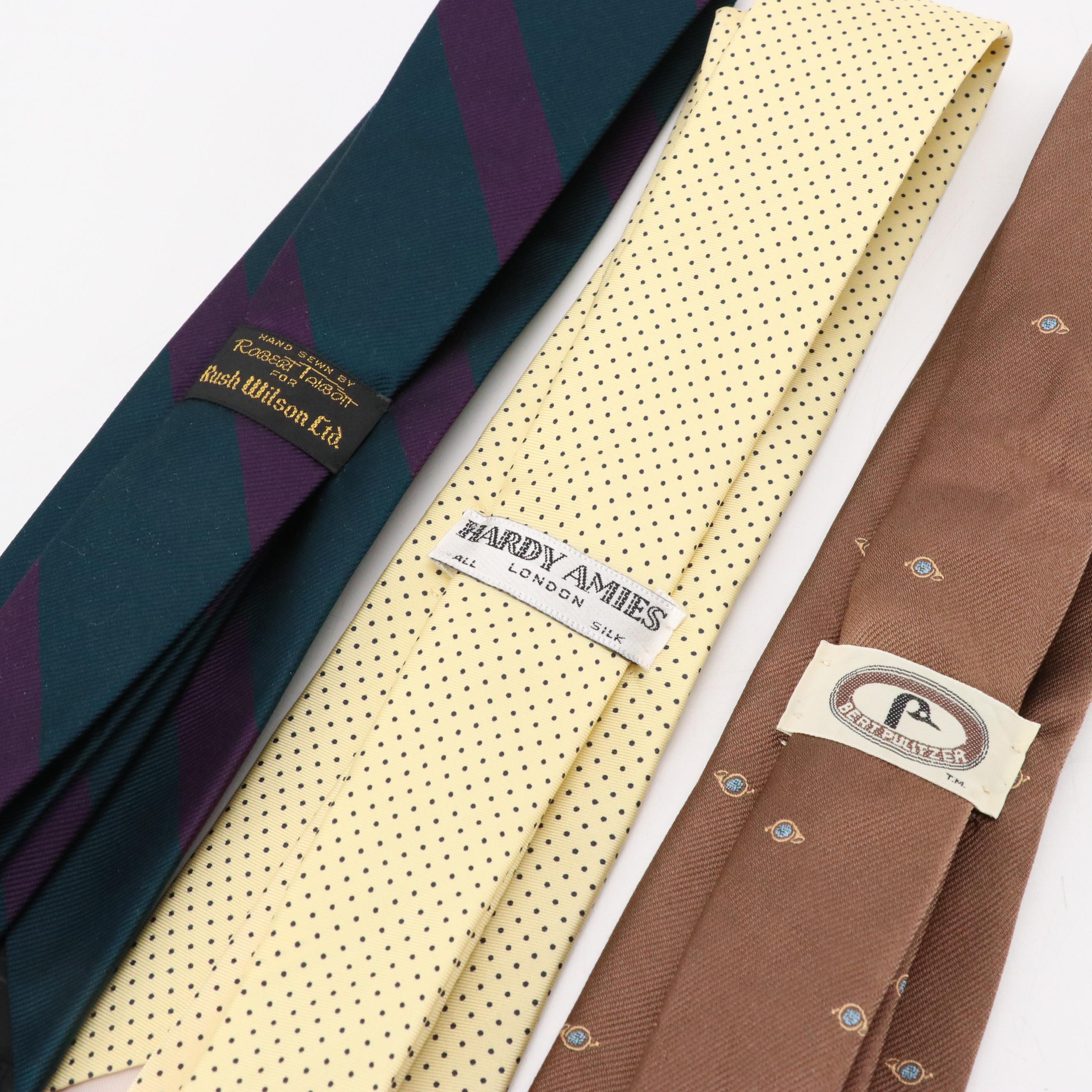 Vintage Patterned Necktie Collection Featuring Burberrys, Lanvin, and More