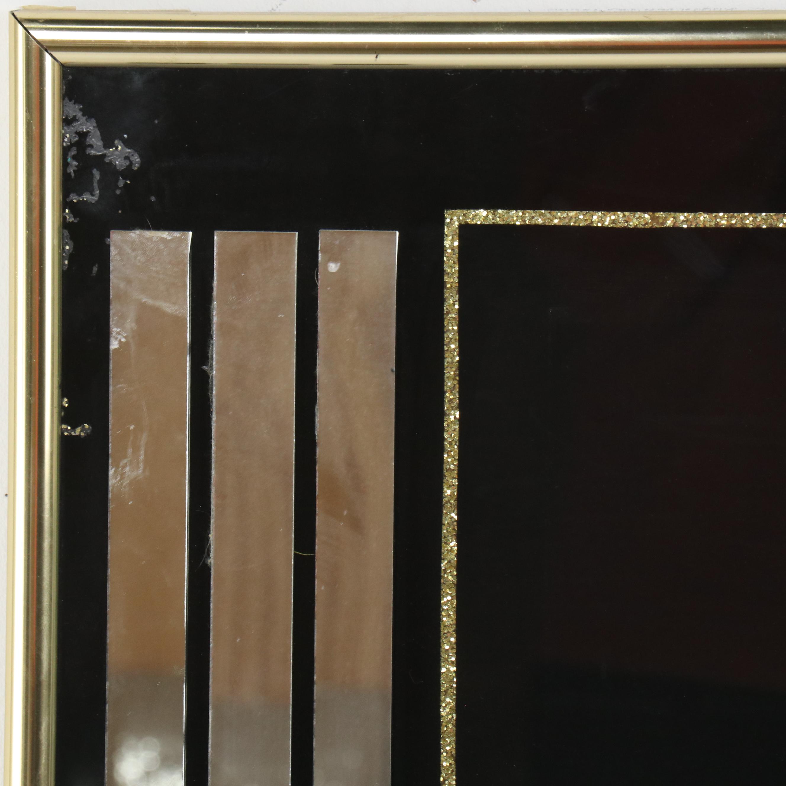 Deco Revival Reverse Glass Print of Flowers and Geometric Motifs