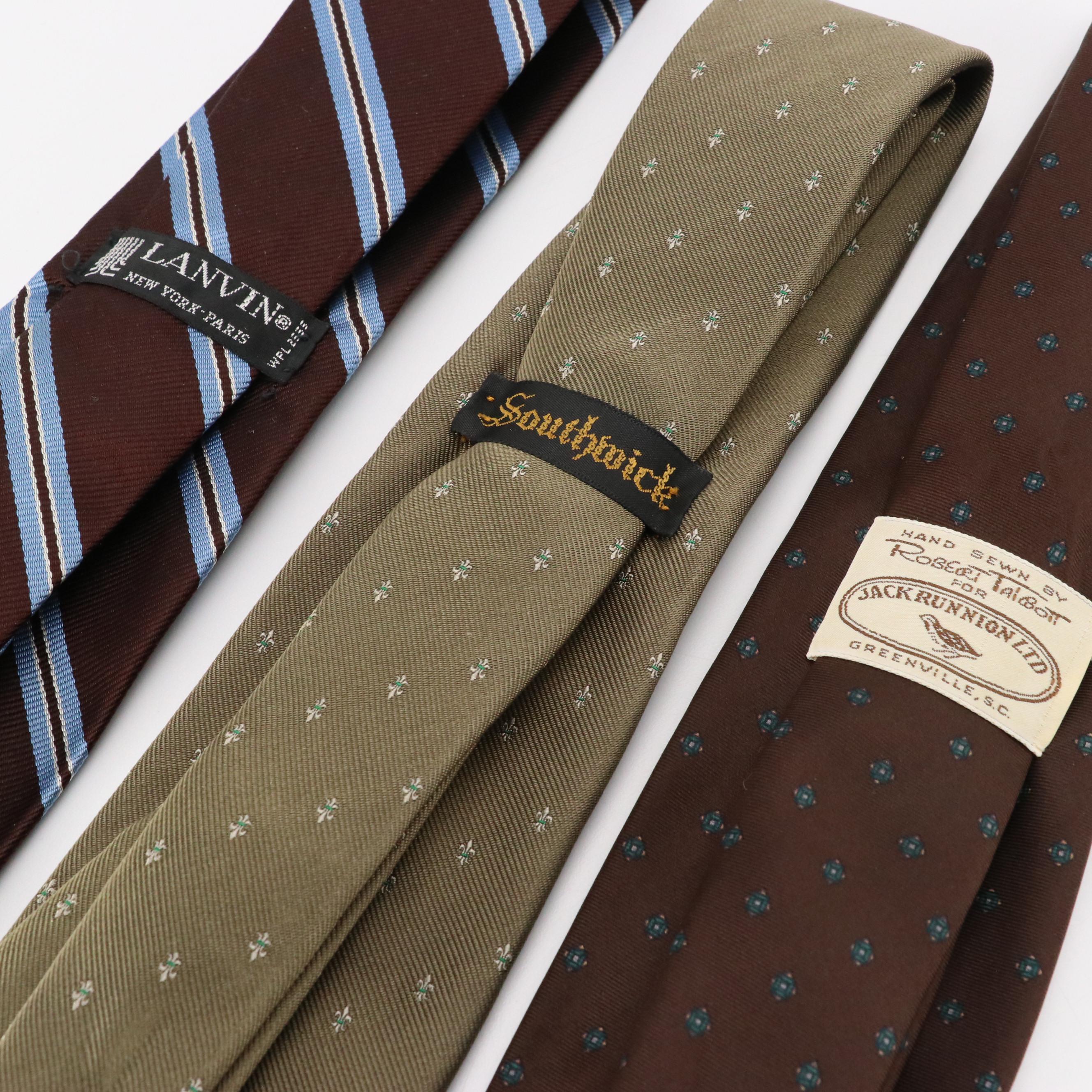 Vintage Patterned Necktie Collection Featuring Burberrys, Lanvin, and More