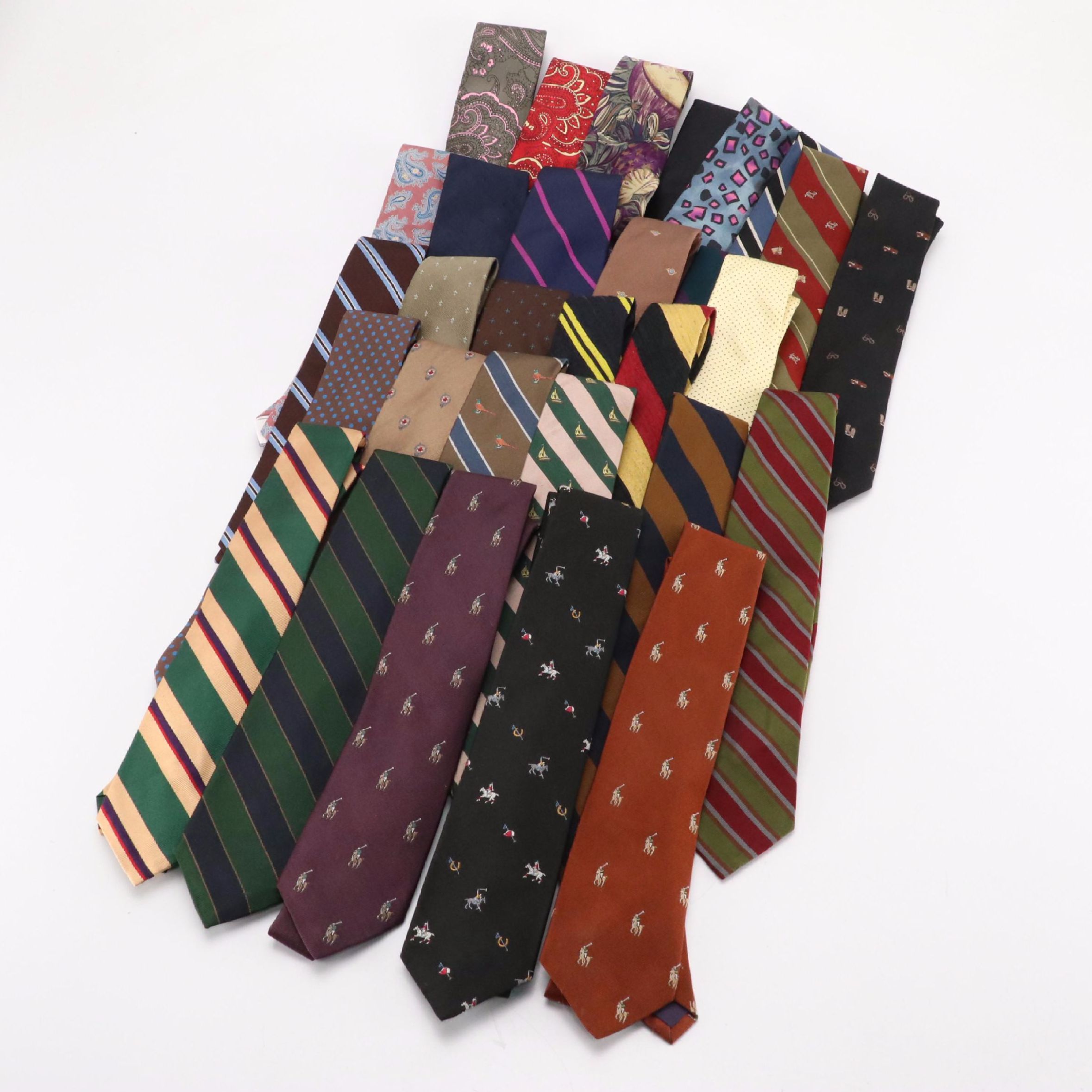Vintage Patterned Necktie Collection Featuring Burberrys, Lanvin, and More