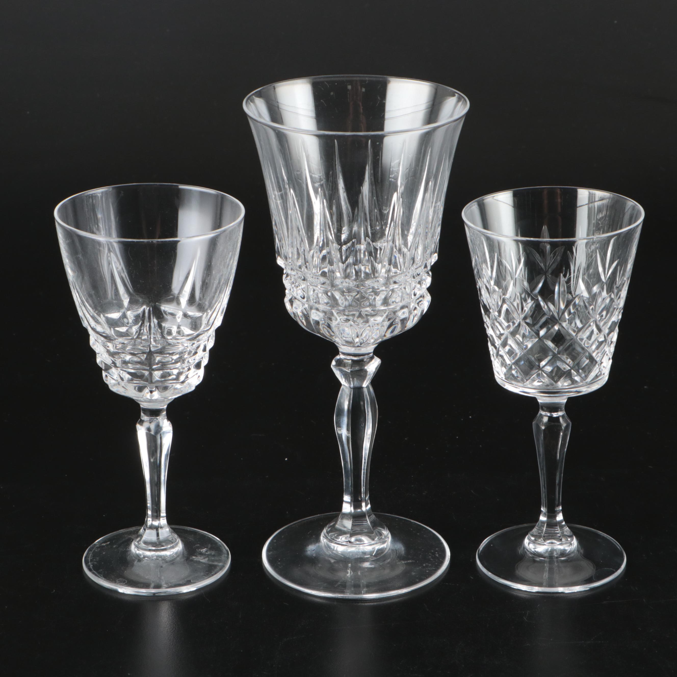Crystal Wine Glasses with Other Old Fashioned Glasses and Tumblers