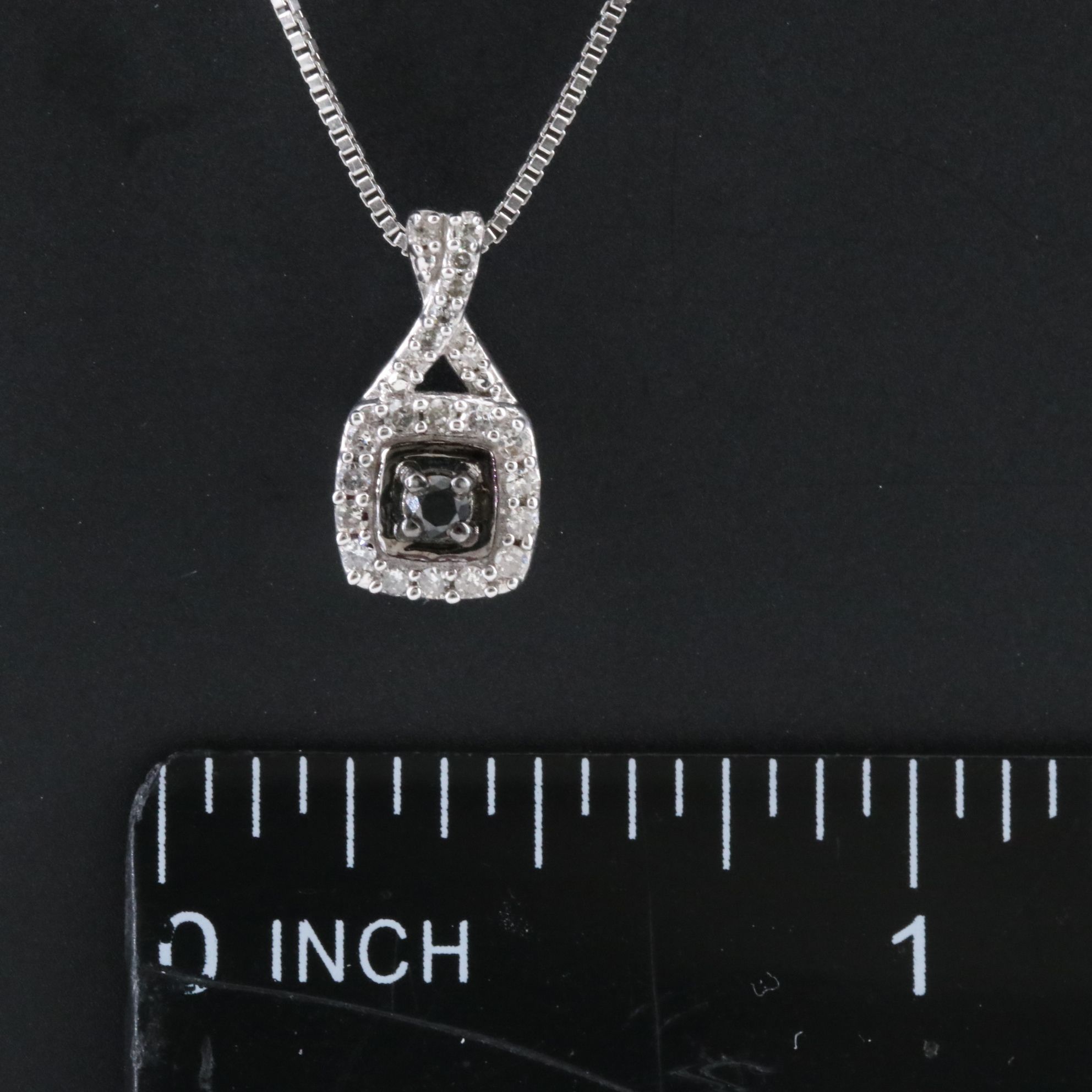 Sterling Diamond Pendant Necklace Including Fancy Black Diamonds