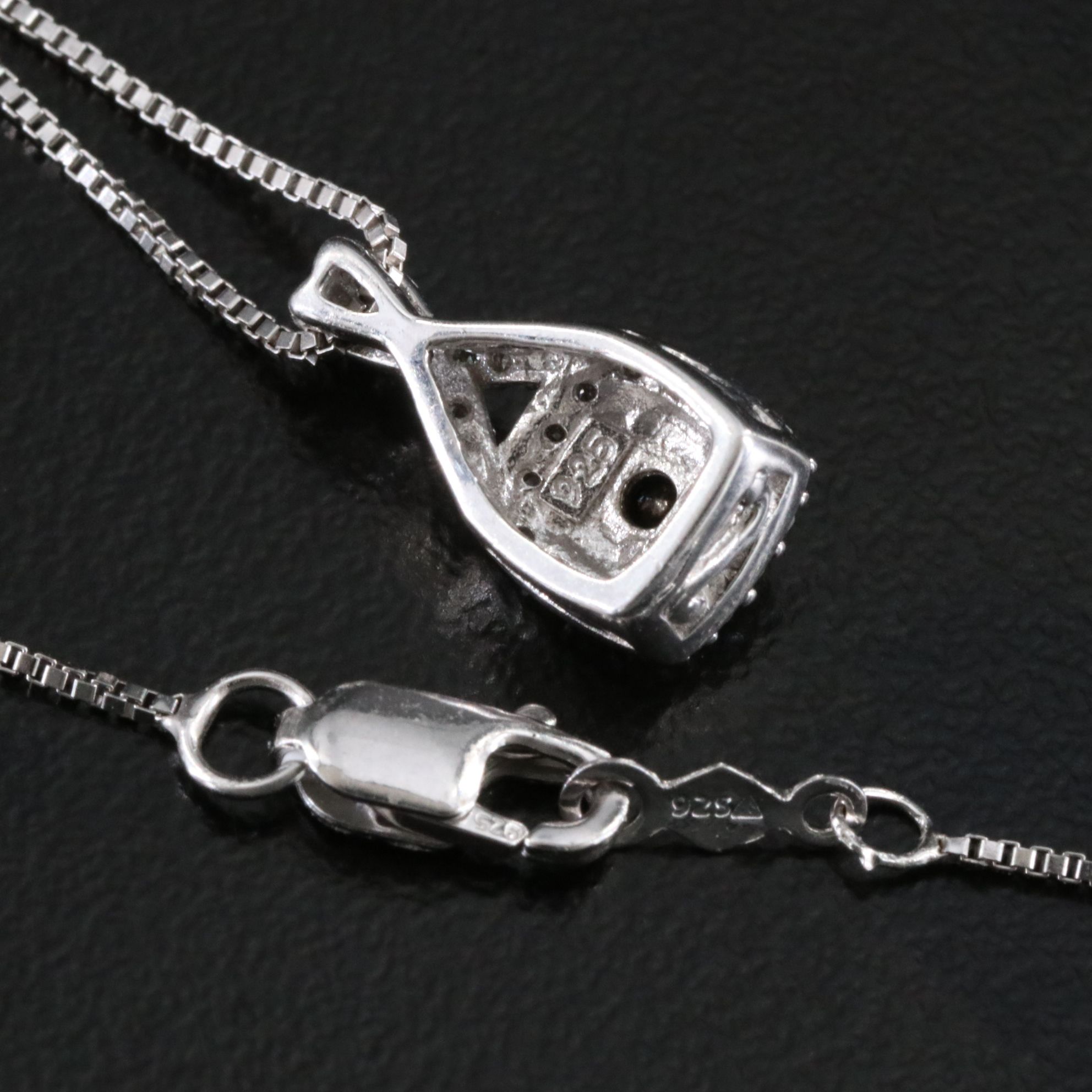 Sterling Diamond Pendant Necklace Including Fancy Black Diamonds