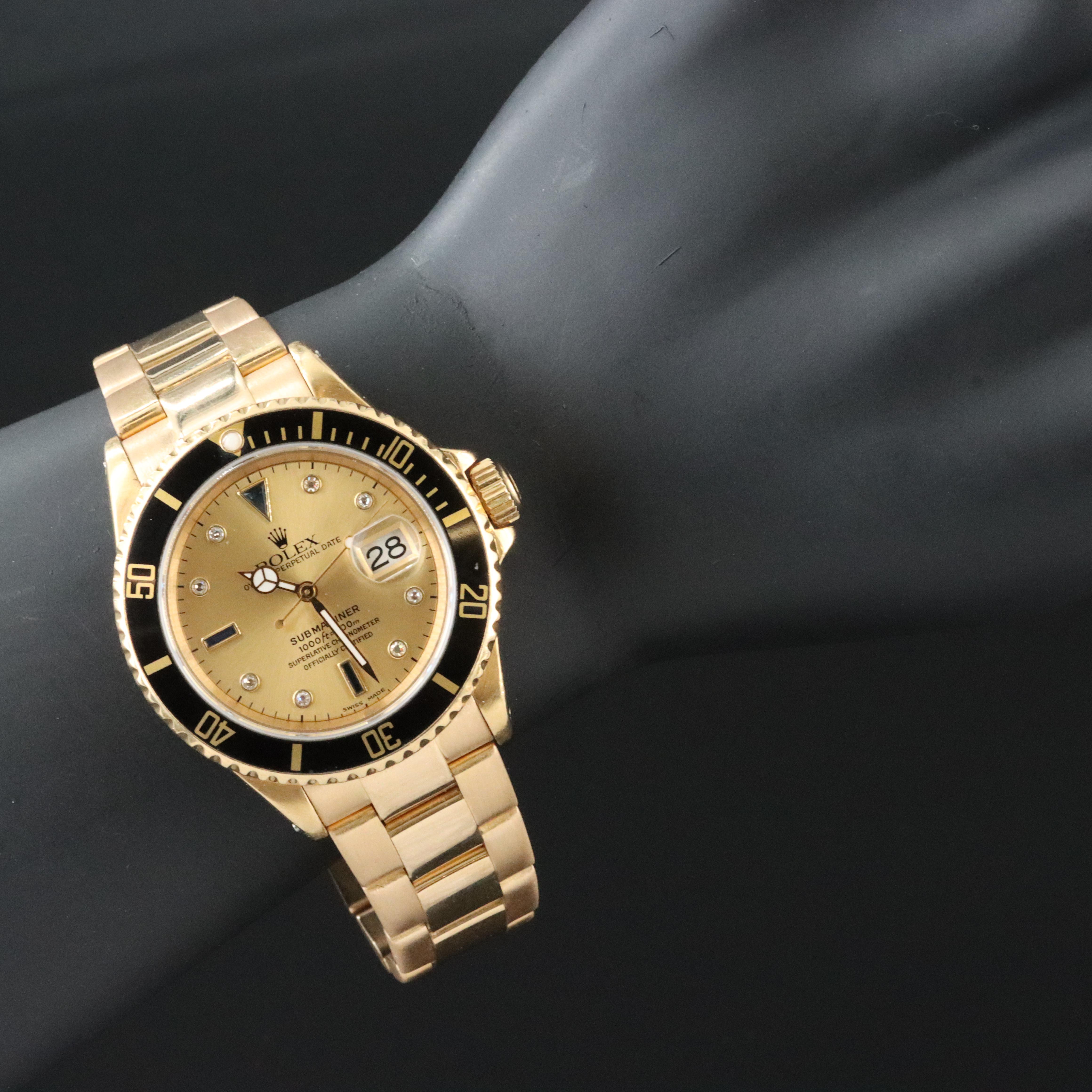 1987 Rolex Submariner Date Custom Diamond and Sapphire Dial Model 16618 Watch