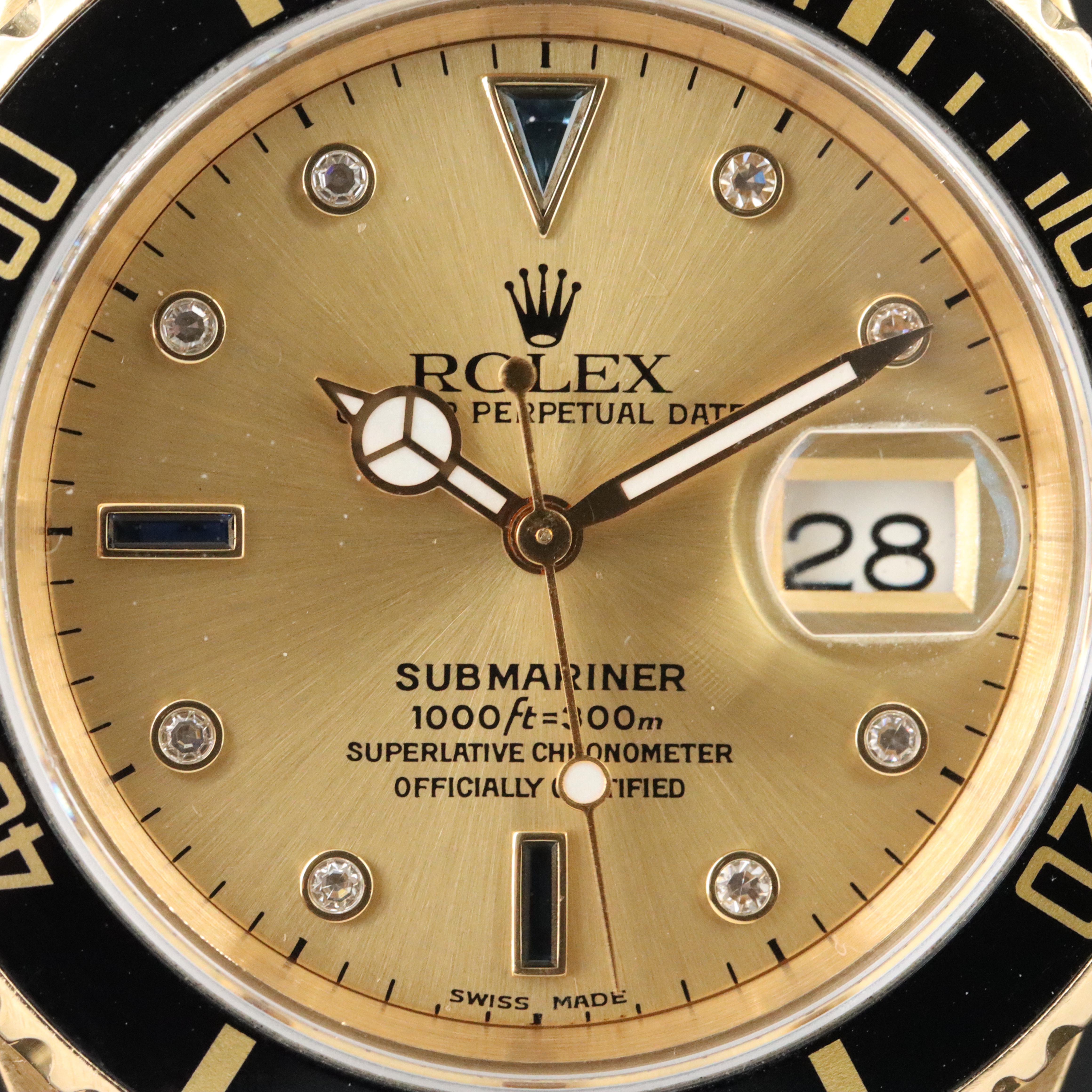 1987 Rolex Submariner Date Custom Diamond and Sapphire Dial Model 16618 Watch