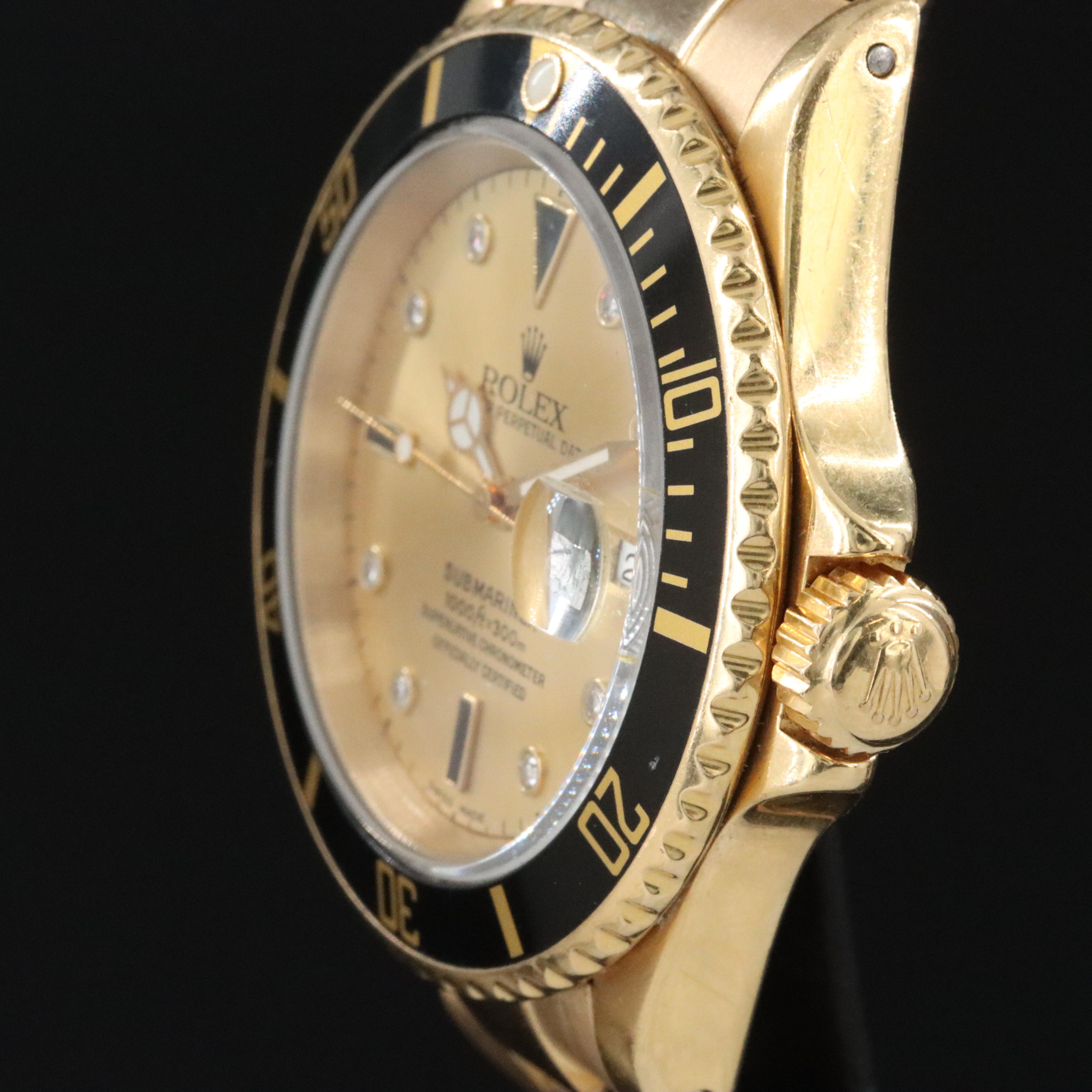 1987 Rolex Submariner Date Custom Diamond and Sapphire Dial Model 16618 Watch