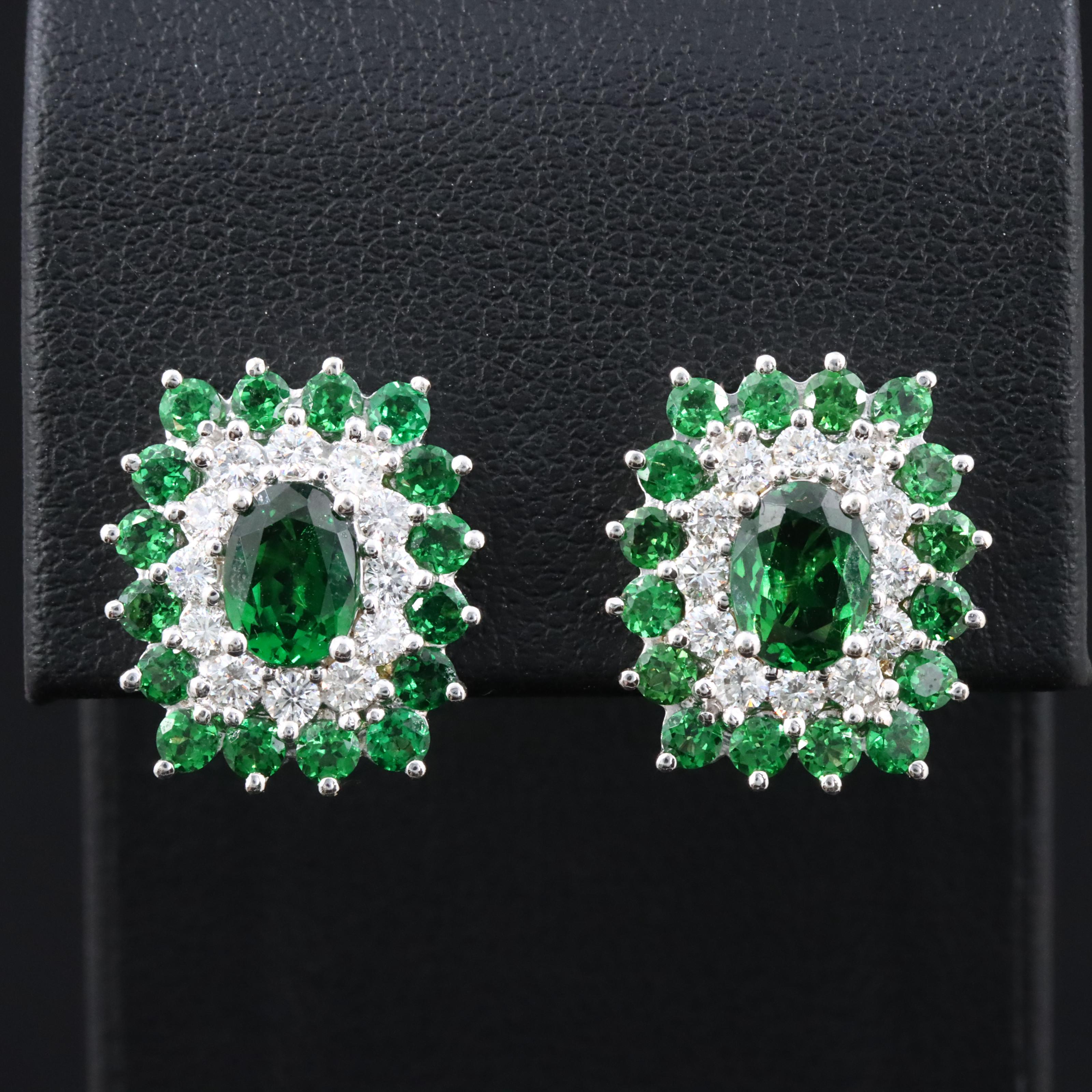 18K Tsavorite and Diamond Earrings