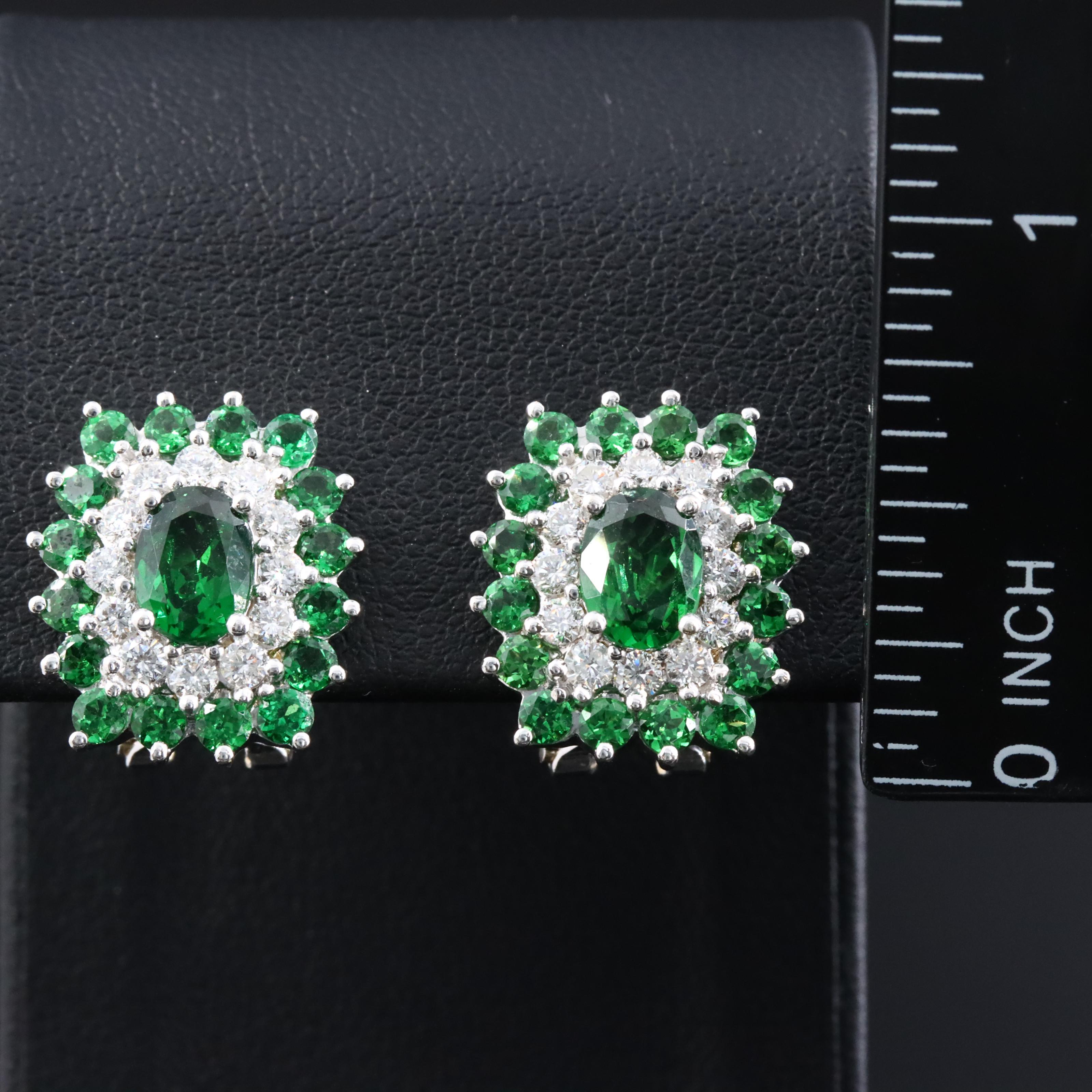 18K Tsavorite and Diamond Earrings