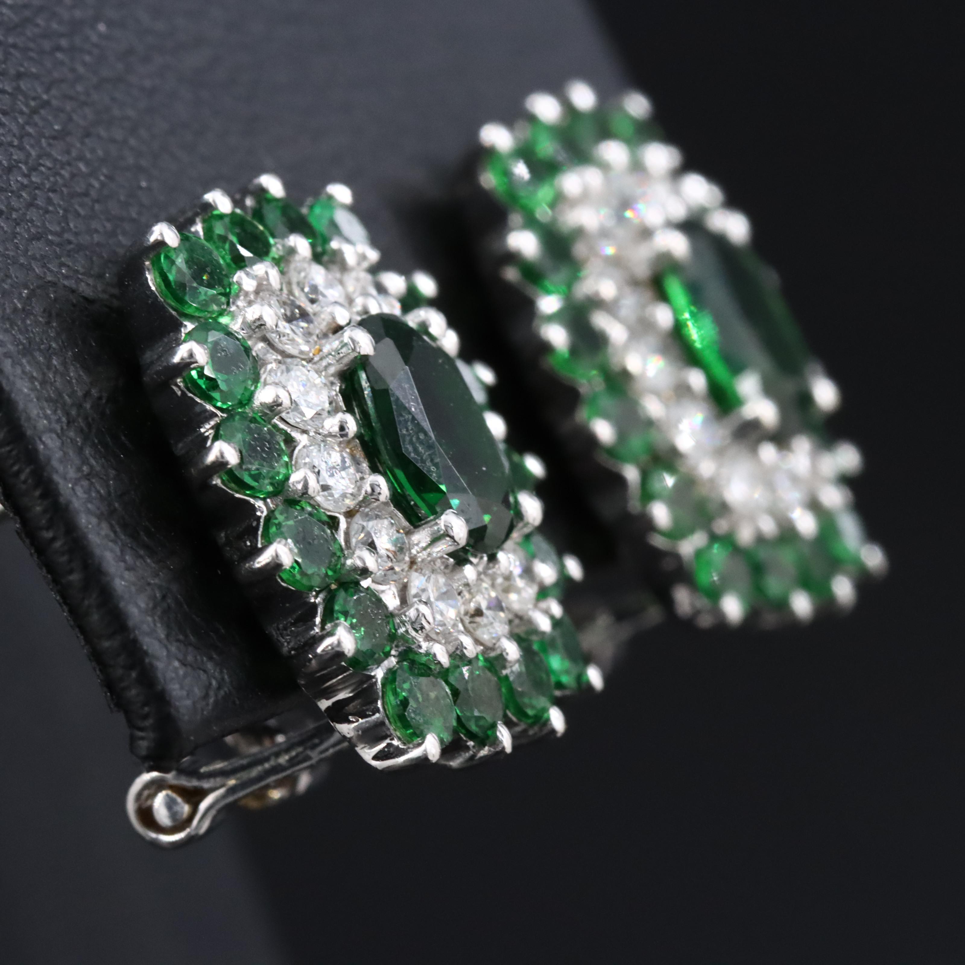 18K Tsavorite and Diamond Earrings