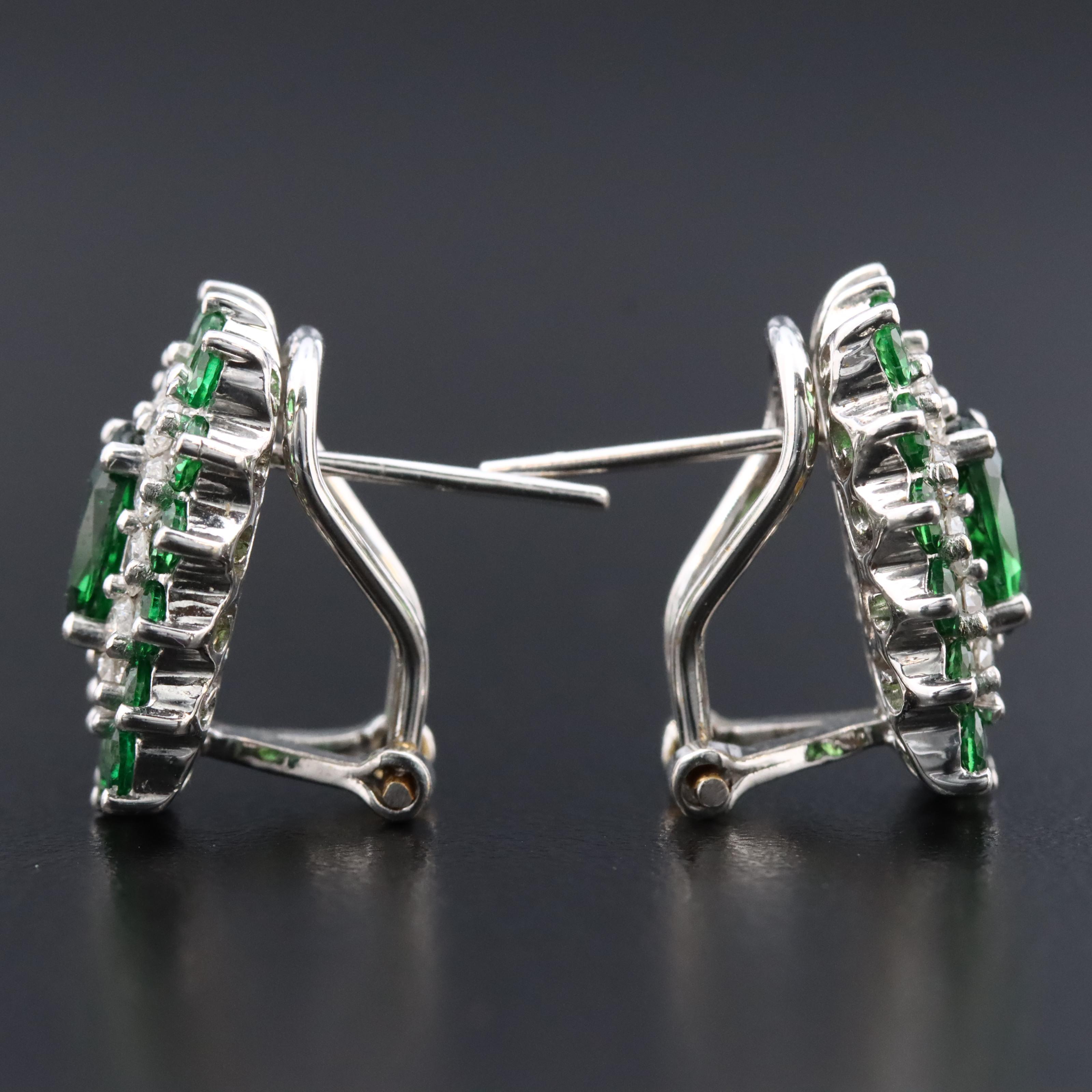 18K Tsavorite and Diamond Earrings
