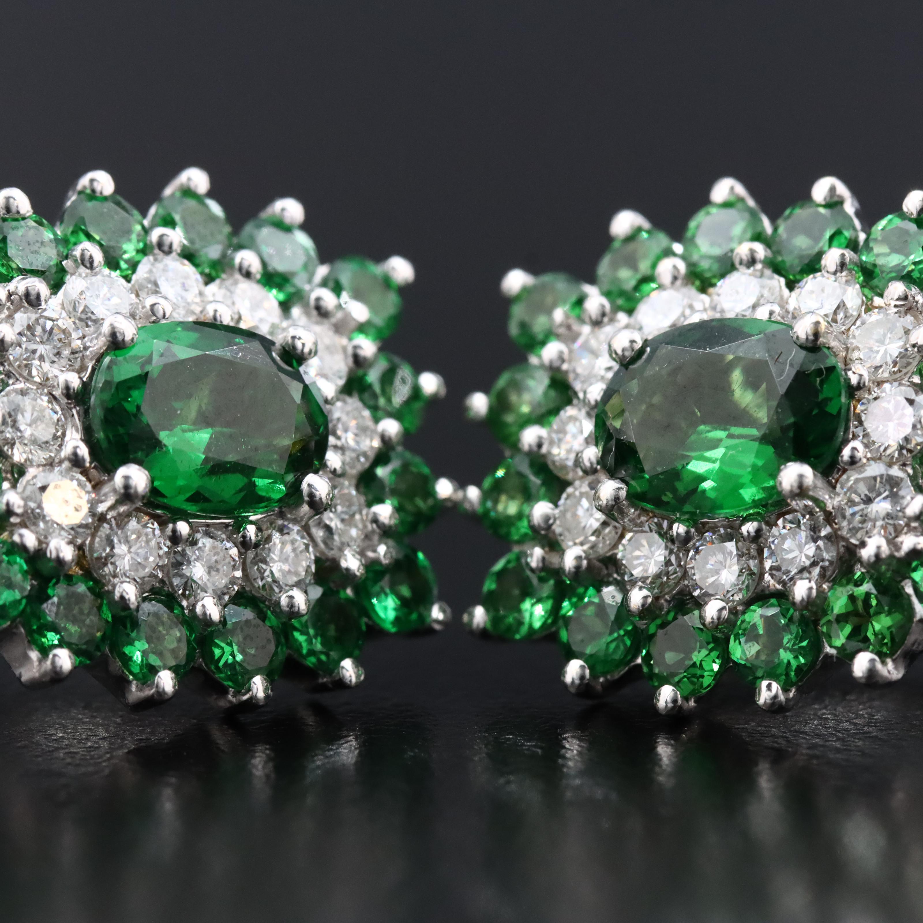 18K Tsavorite and Diamond Earrings