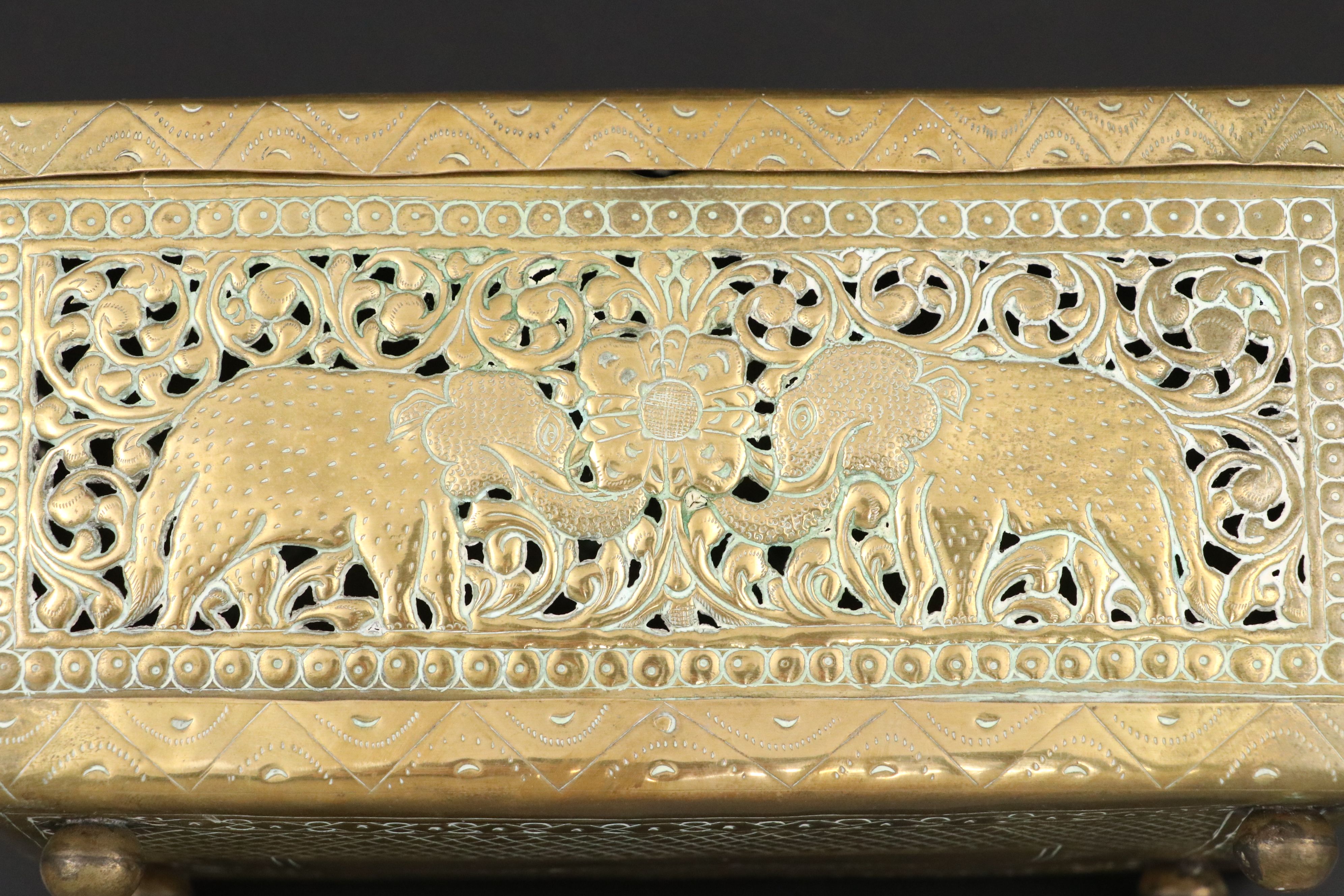 Indian Pierced Brass Elephant Box