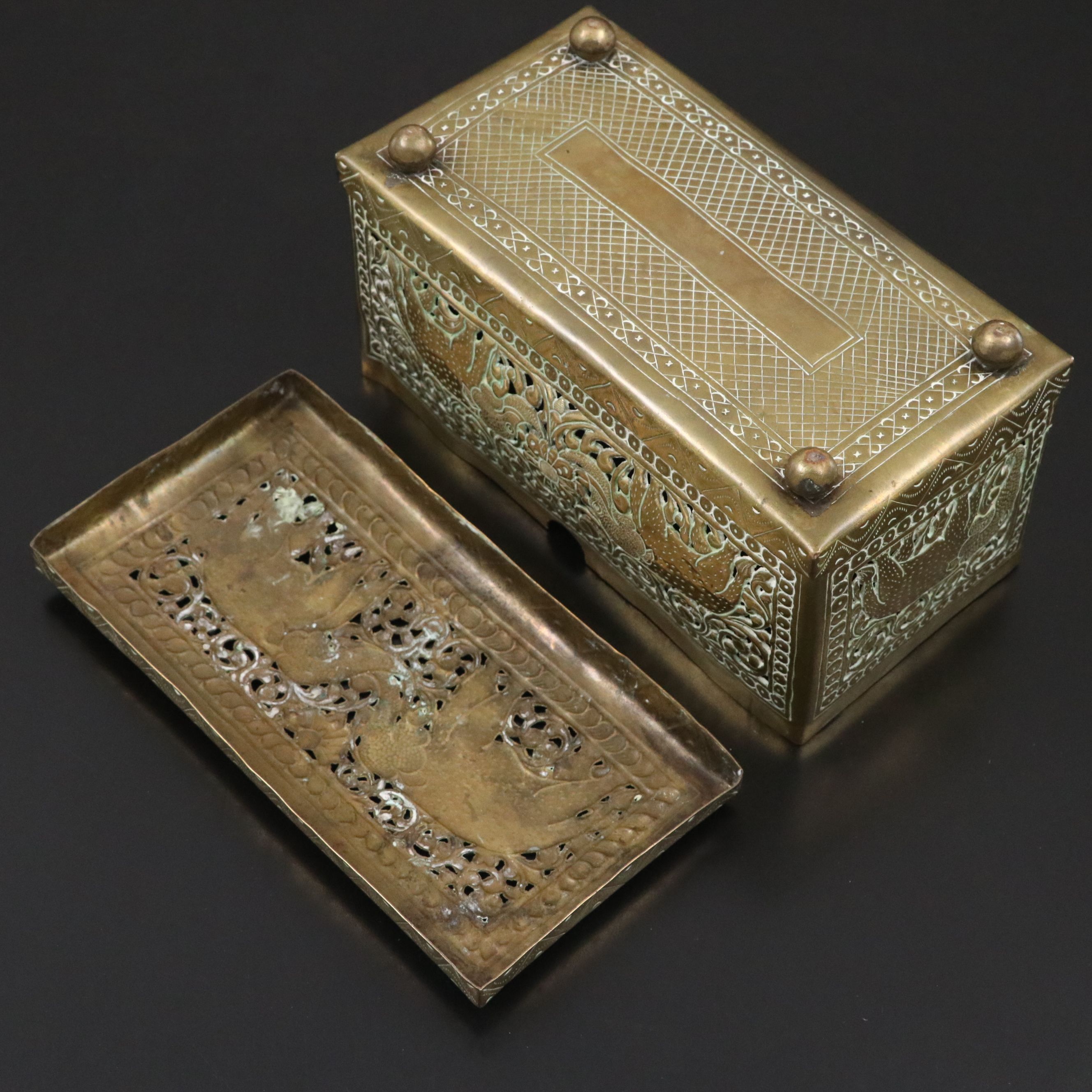 Indian Pierced Brass Elephant Box