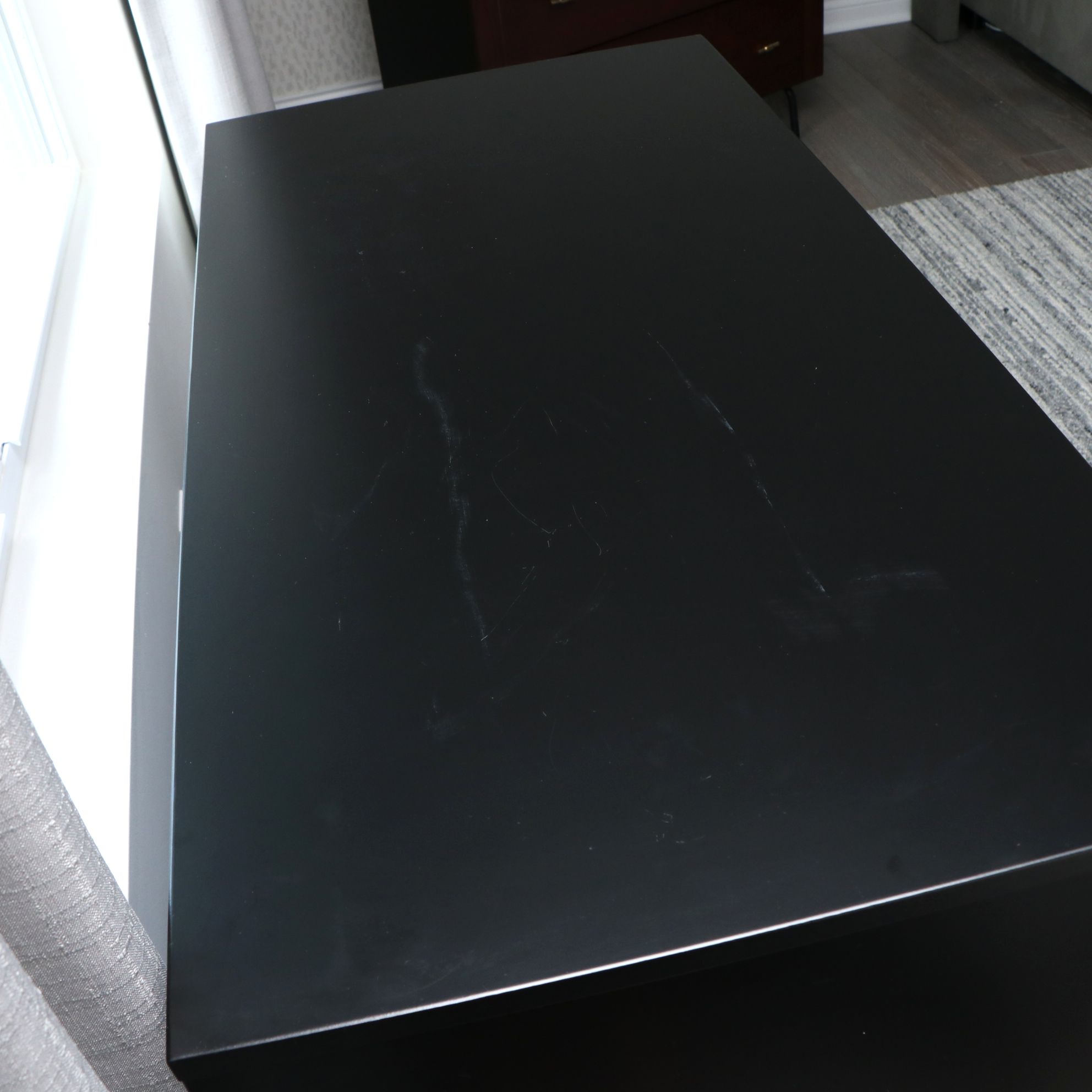 Pair of Safavieh "Genevieve" Walnut Stained Three-Drawer Dressers